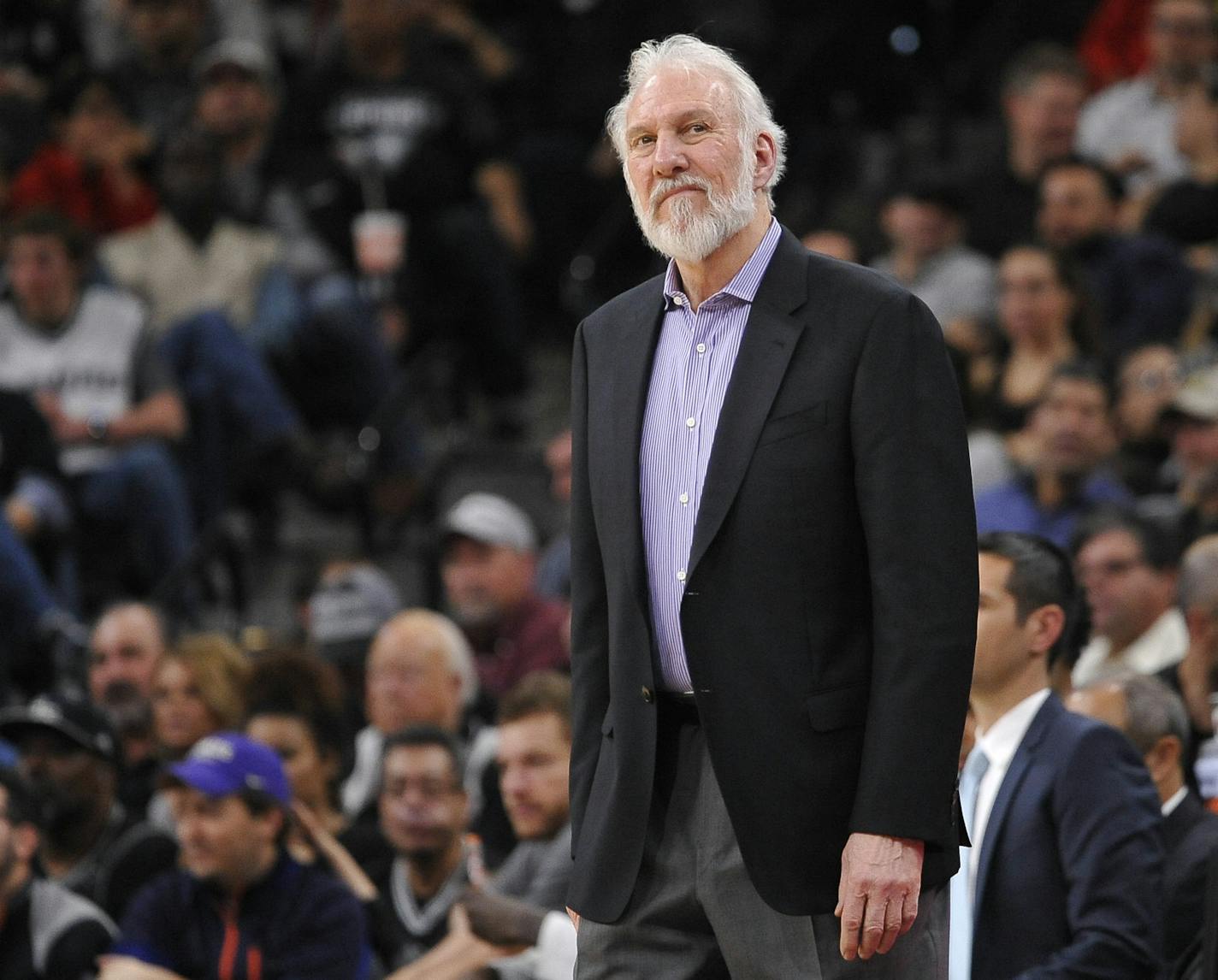 San Antonio Spurs coach Gregg Popovich watched his team play the Timberwolves on March 4 in San Antonio. Darren Abate/Associated Press