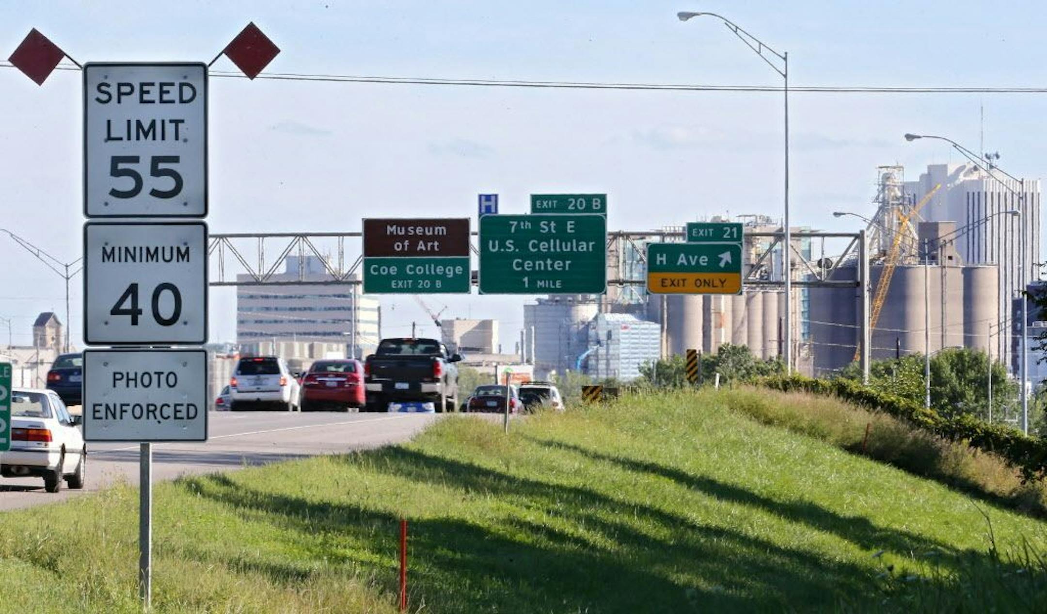 Traffic moves south on Interstate 380 towards the speed cameras near J Avenue in Cedar Rapids on Tuesday, September 2, 2014.