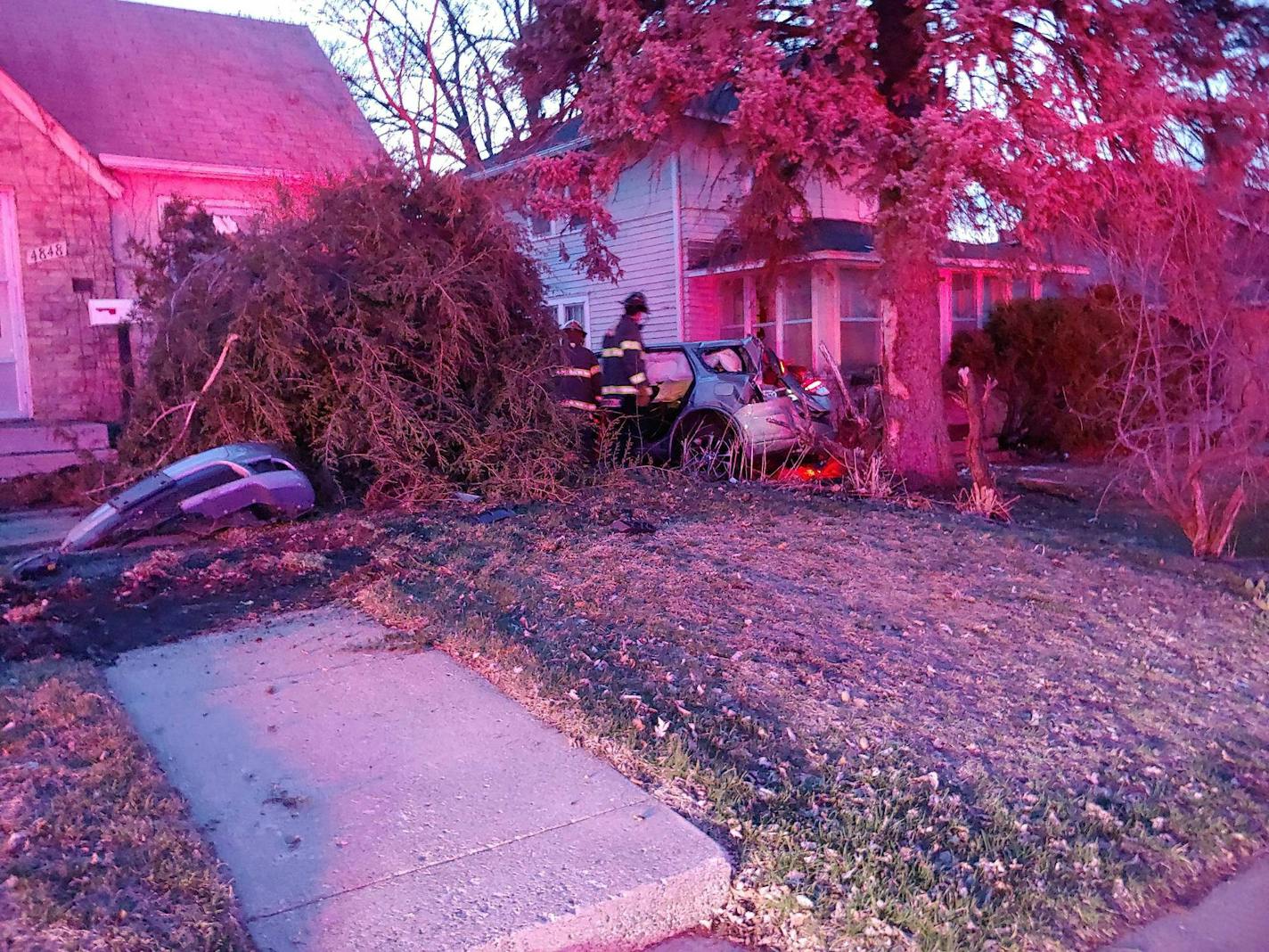 Photo by Mike Hughlett: Edina and Minneapolis police gathered at the scene of a crash that followed an Edina police pursuit Thursday night near S. 49th and Xerxes avenus in Minneapolis.