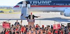 Donald Trump spoke at rally Sunday afternoon at the Sun Country Airlines hangar at the Minneapolis-St. Paul International Airport. ] GLEN STUBBE * gst