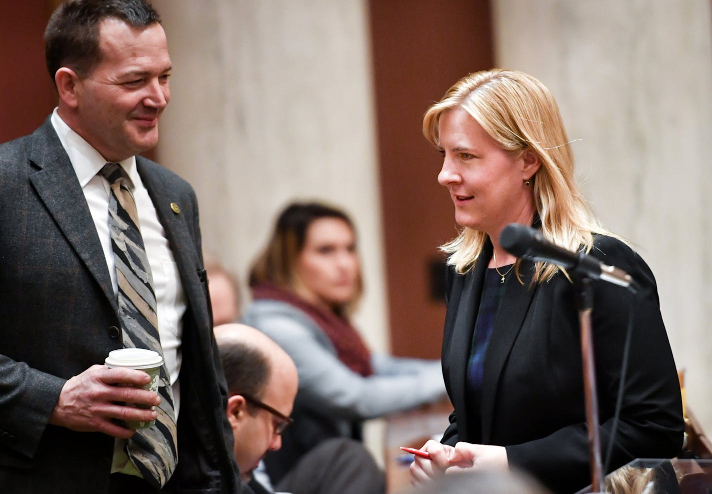 Minority Leader Melissa Hortman was on the House floor while her supporters rallied in the Rotunda. On the left is Rep. Leon Lillie, DFL-North St. Paul. ] GLEN STUBBE &#x2022; glen.stubbe@startribune.com Tuesday April 18, 2017 Today, Minority Leader Melissa Hortman and two other legislators submitted a protest and dissent letter regarding Rep. Hortman's refusal to apologize for calling out the card game in the retiring room. This is in response to the letter filed by House Republicans before the