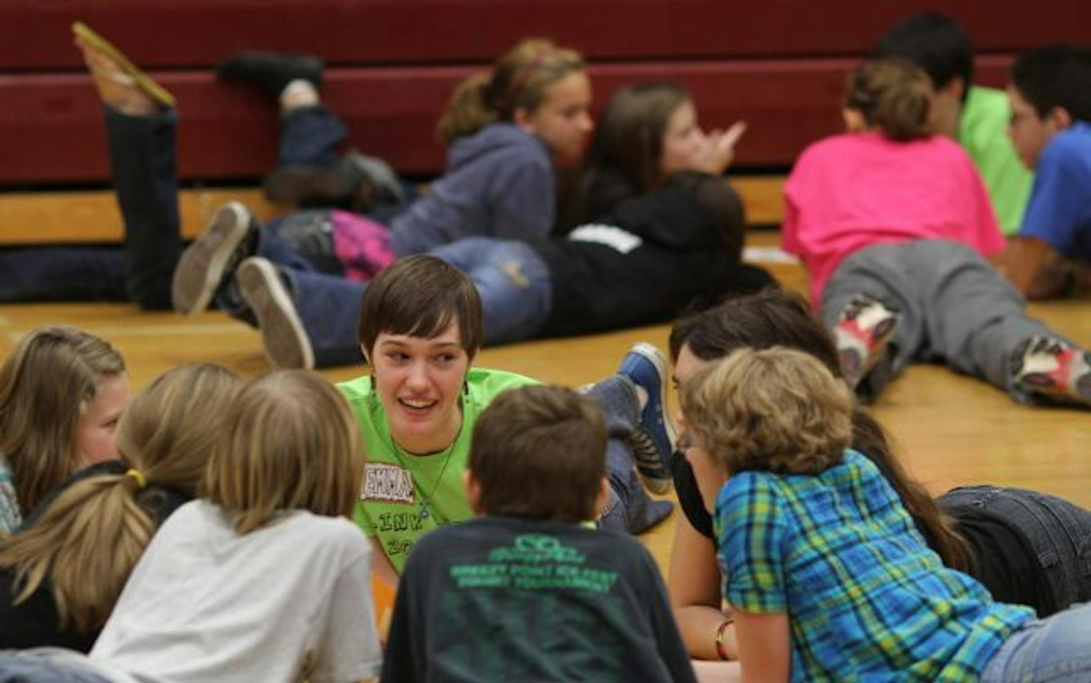 High School Senior Emma Scout led a small group of Parkview Center School 7th and 8th graders during a courage retreat at the school.