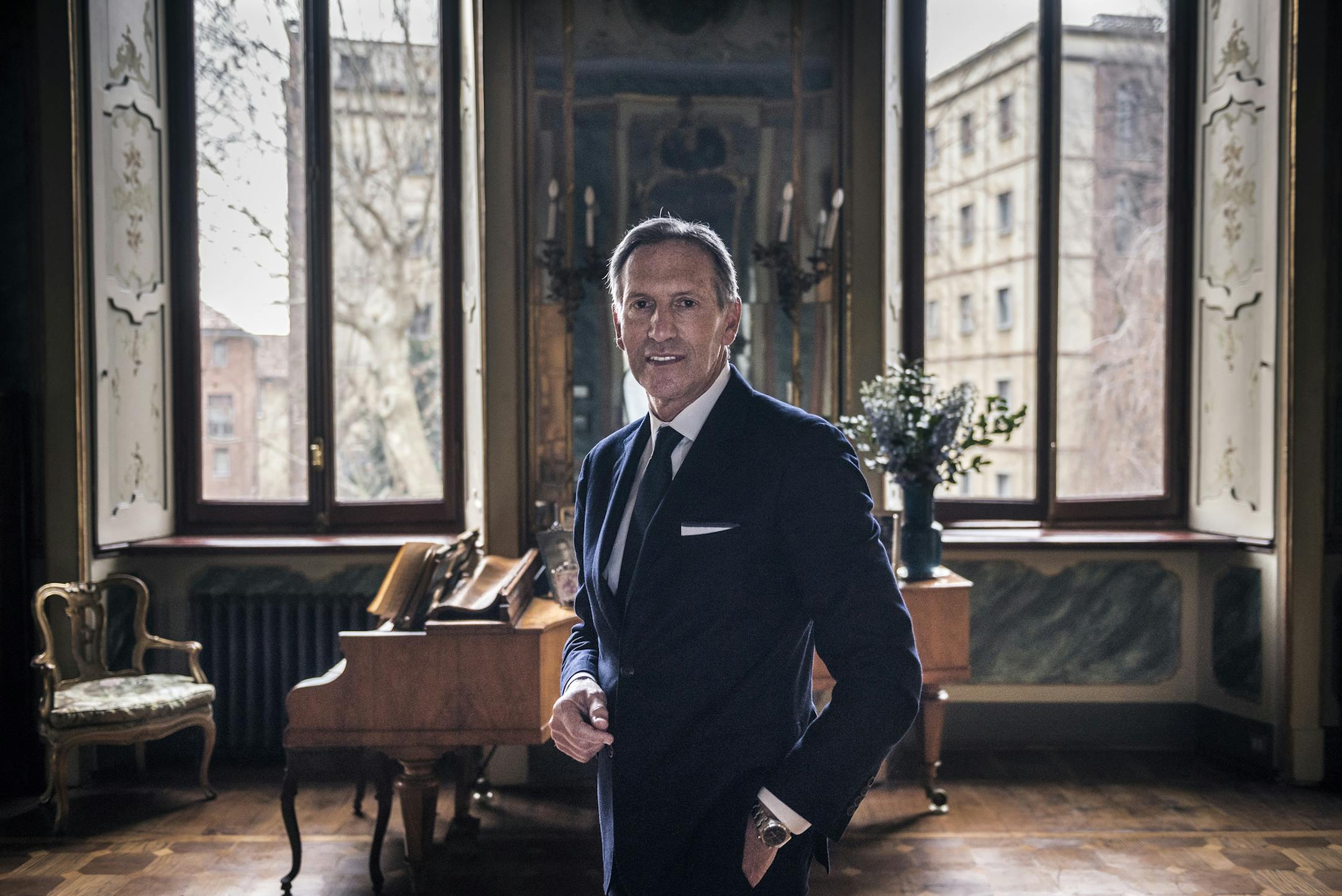 FILE — Howard Shultz, the executive chairman of Starbucks, in Milan, Italy, Feb. 26, 2016. Schultz’s decision to retire from Starbucks at the end of June 2018, a plan he says he privately outlined to the board a year ago, could stoke speculation that he is considering a move into politics. (Sergey Ponomarev/The New York Times)