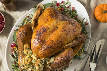 Whole Roasted Turkey Dinner For Thanksgiving with All the Sides