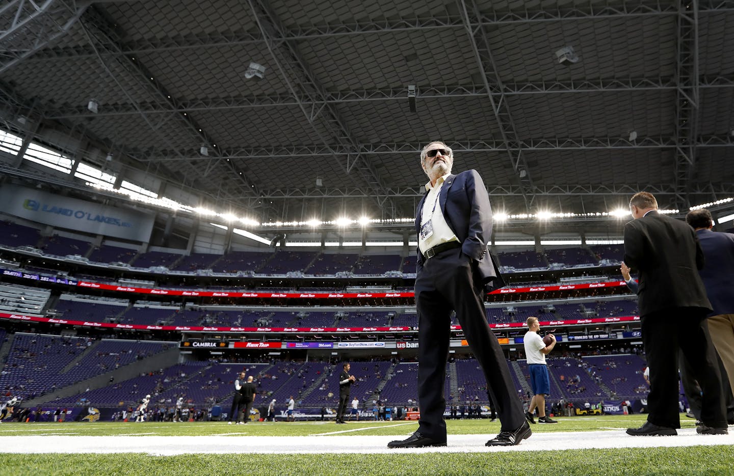 Minnesota Vikings owner Zygi Wilf on the field at US Bank Stadium. Forbes now estimates the Vikings are worth $2.2 billion, up from the reported $600 million he paid in 2005.