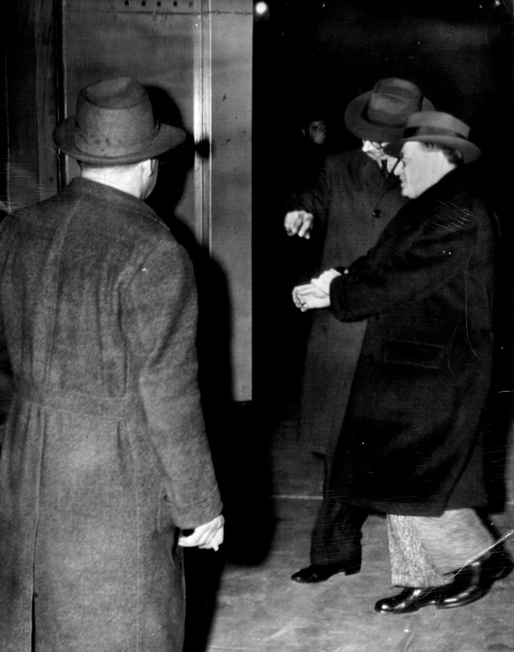 George Sylvester Viereck was escorted to a police van following his 1942 conviction for not disclosing his Nazi affiliations when registering as a foreign agent.