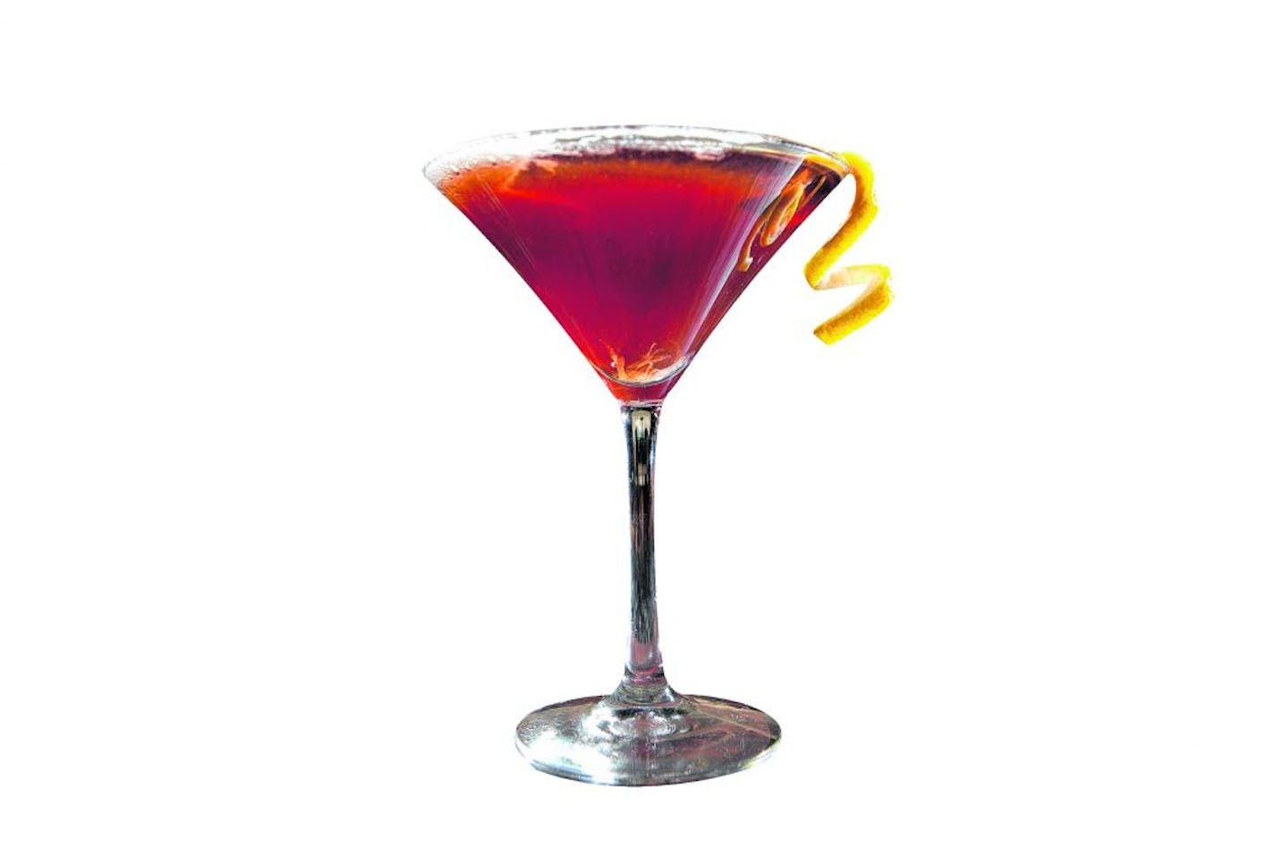 The �\u20AC\u0153Local�\u20AC\uFFFD Manhattan at the Living Room in the W Hotel. Ingredients: 1.5 oz. Jim Beam, 1 oz. Razzmatazz, 1 oz. Sweet Vermouth, 2 Dashes Bitters, 1 Lemon wedge. Shake all and pour in a Martini glass, garnish with a lemon twist.