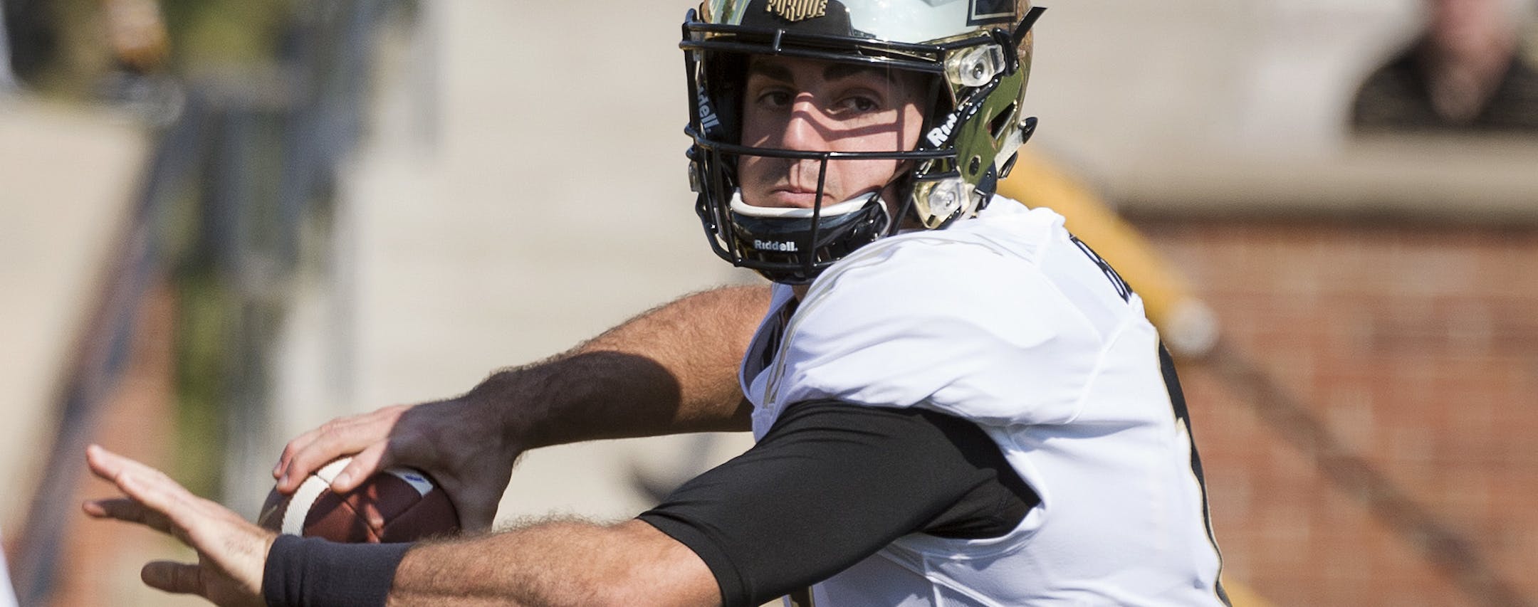Purdue quarterback David Blough throws a pass during the first half of an NCAA college football game against Missouri, Saturday, Sept. 16, 2017, in Columbia, Mo. (AP Photo/L.G. Patterson)