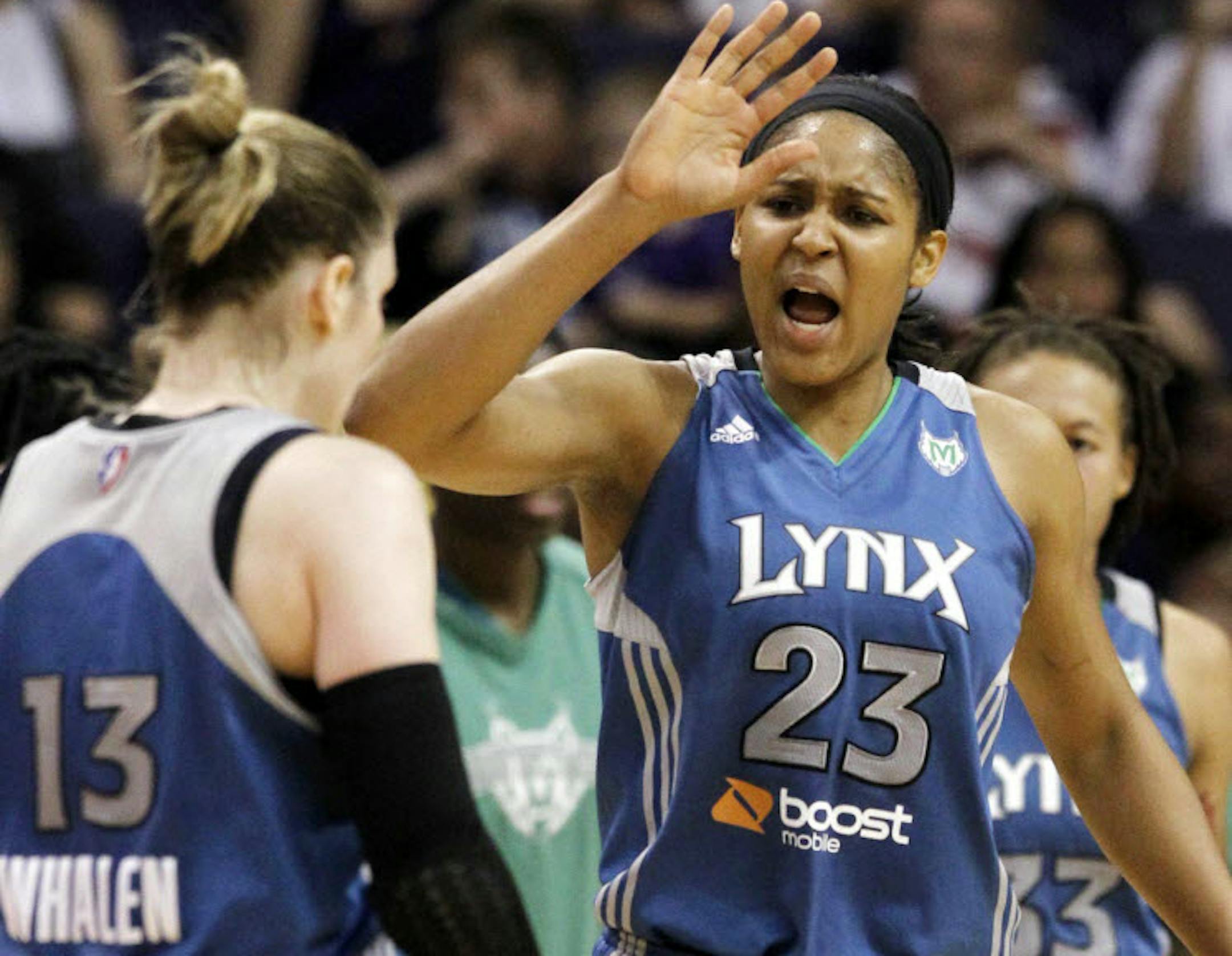 Lynx forward Maya Moore (right) and guard Lindsay Whalen are both finalists for the 2012 U.S. Olympic team in women's basketball. Also under consideration from the Lynx is guard Seimone Augustus and forward Rebekkah Brunson.