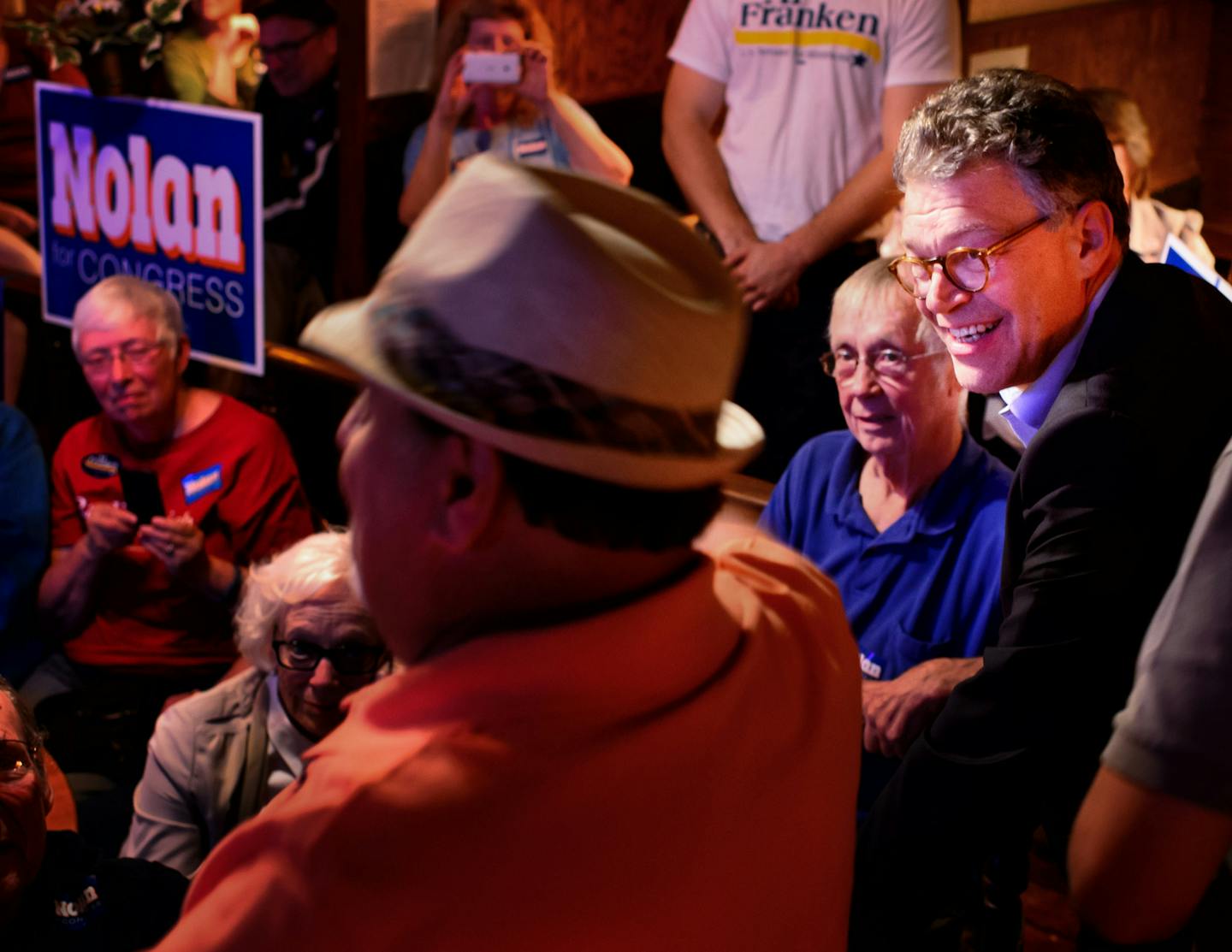 Senator Al Franken rallied DFL supporters at the Last Turn Saloon in Brainerd, MN with Congressman Rick Nolan and State Reps Joe Radinovich and John Ward. ] Tuesday, August 26, 2014. GLEN STUBBE * gstubbe@startribune.com