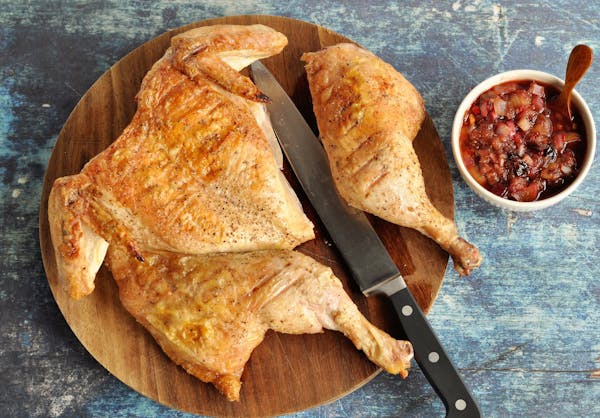 Recipe: Grilled Butterflied Chicken With Rhubarb-Cherry Chutney