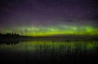 The aurora borealis could be seen on the North horizon in the night sky over Wolf Lake in the Cloquet State Forrest around midnight on Saturday mornin