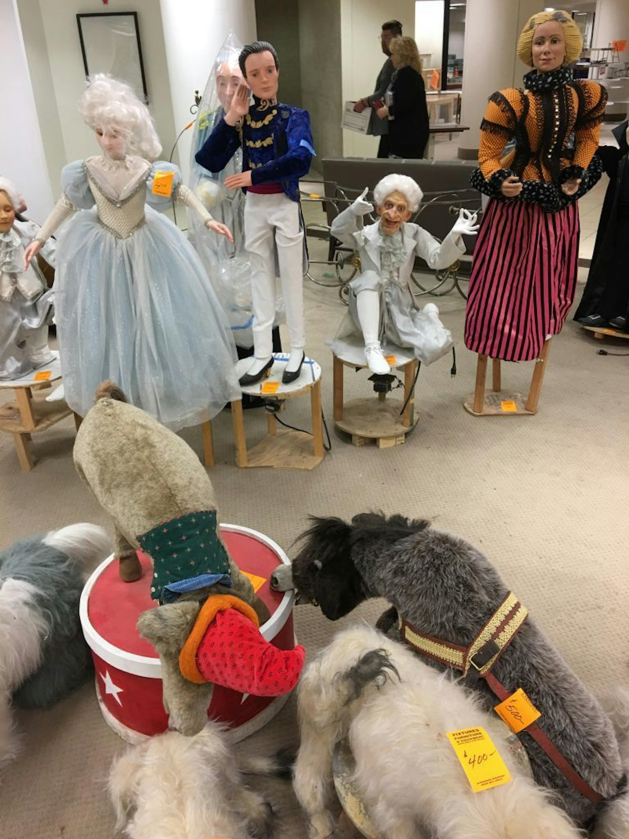 Macy�s is liquidating some of the many animatronic figures and props from decades of holiday shows. More than 20 figures are currently for sale for $200 to $1,500 each. Characters from Dickens Village (1960s), the Nutcracker (1973) Harry Potter (2000) and others were put out last week. Credit: John Ewoldt, STAR TRIBUNE 2/21/17
