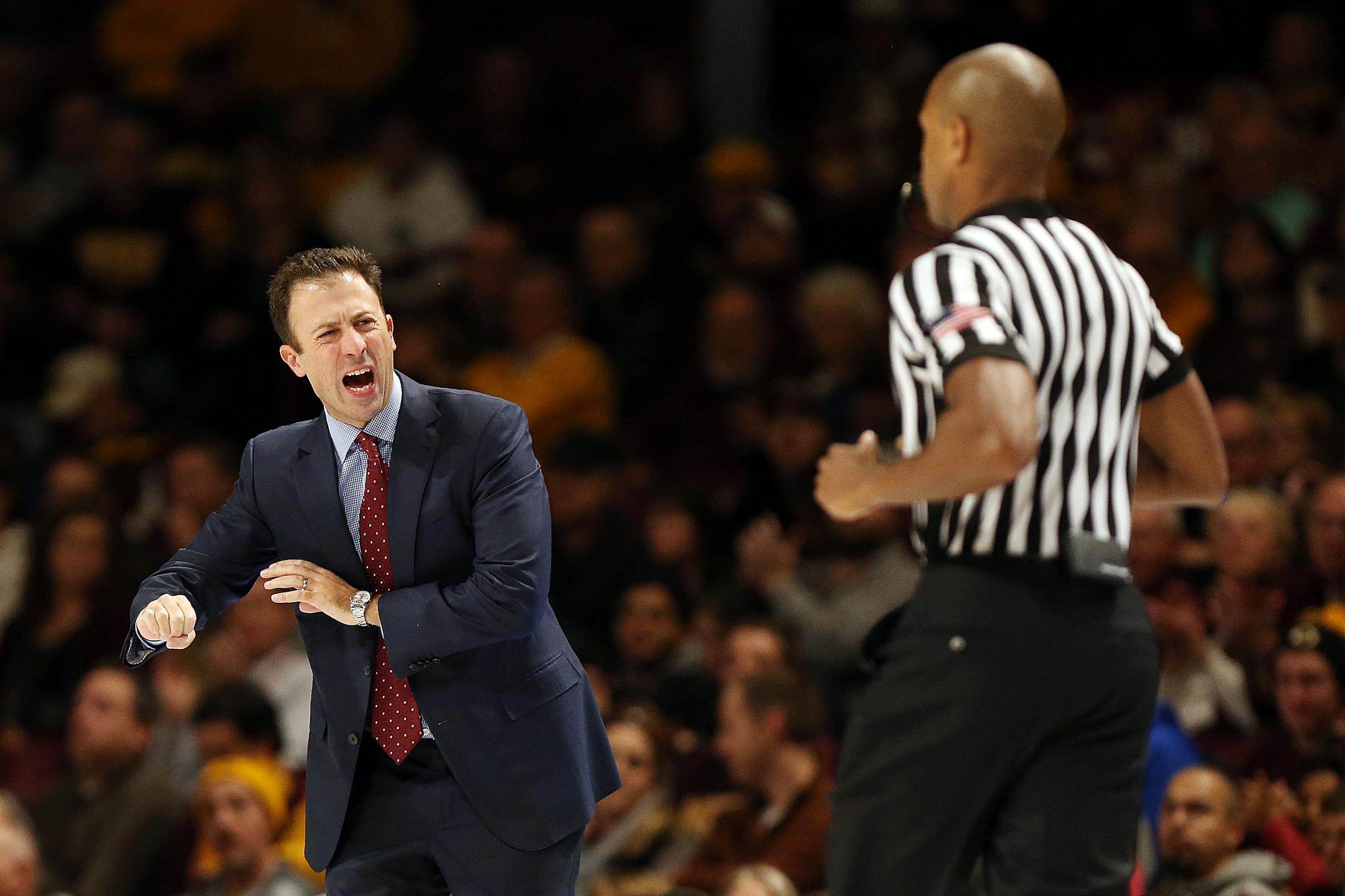 Minnesota head coach Richard Pitino, during a game vs. Omaha earlier this season. The Gophers overcame sloppy play to win Sunday.