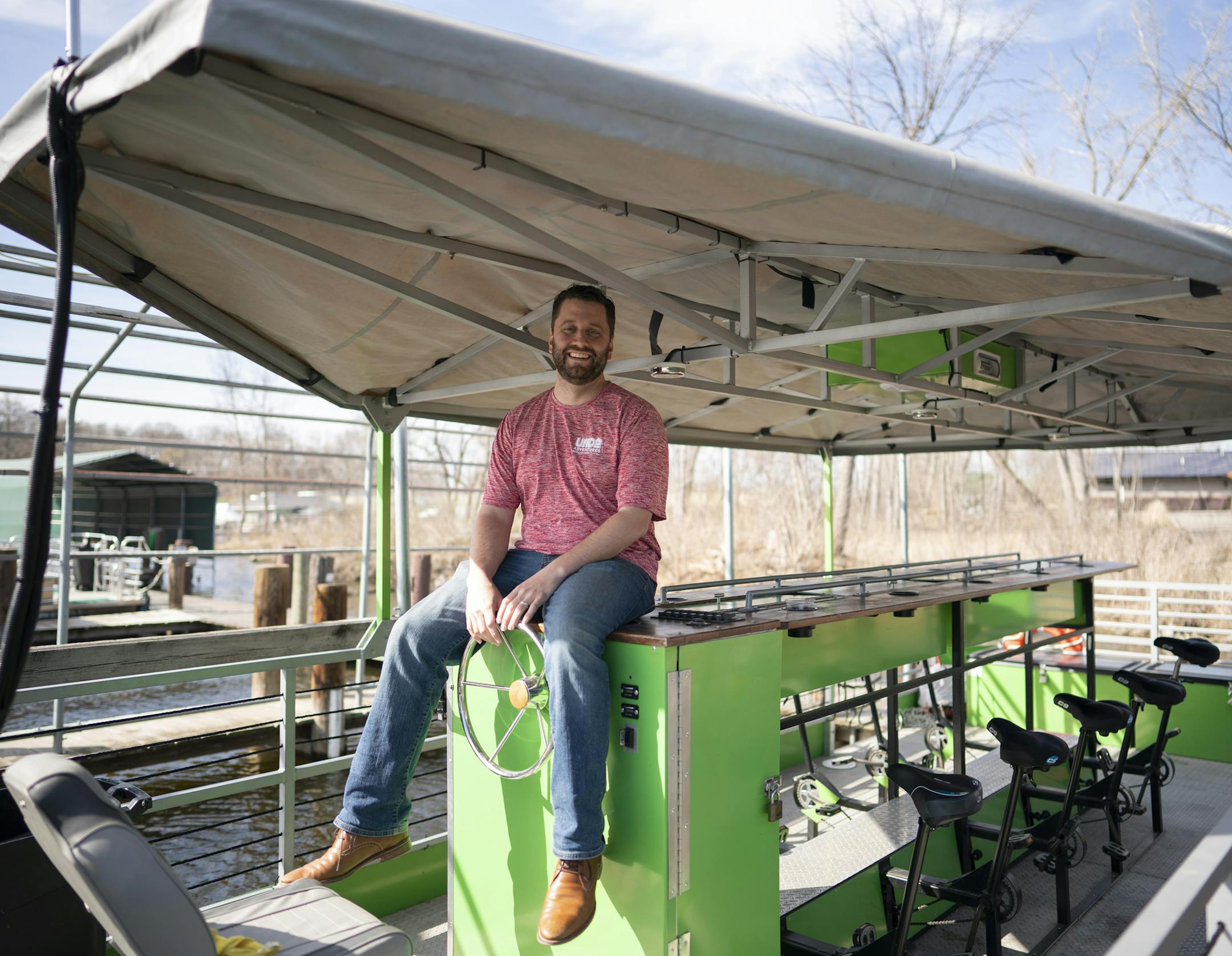 Ryan Jaeger aboard the PaddleTap, docked on Lake Minnetonka. ] JEFF WHEELER &#x2022; jeff.wheeler@startribune.com Ryan Jaeger, who started the PaddleTap, a floating bar, recently acquired two other booze-tour companies that have helped him streamline operations and expand the business. He was photographed aboard the PaddleTap, docked on Lake Minnetonka in Spring Park Wednesday afternoon, April 24, 2019.