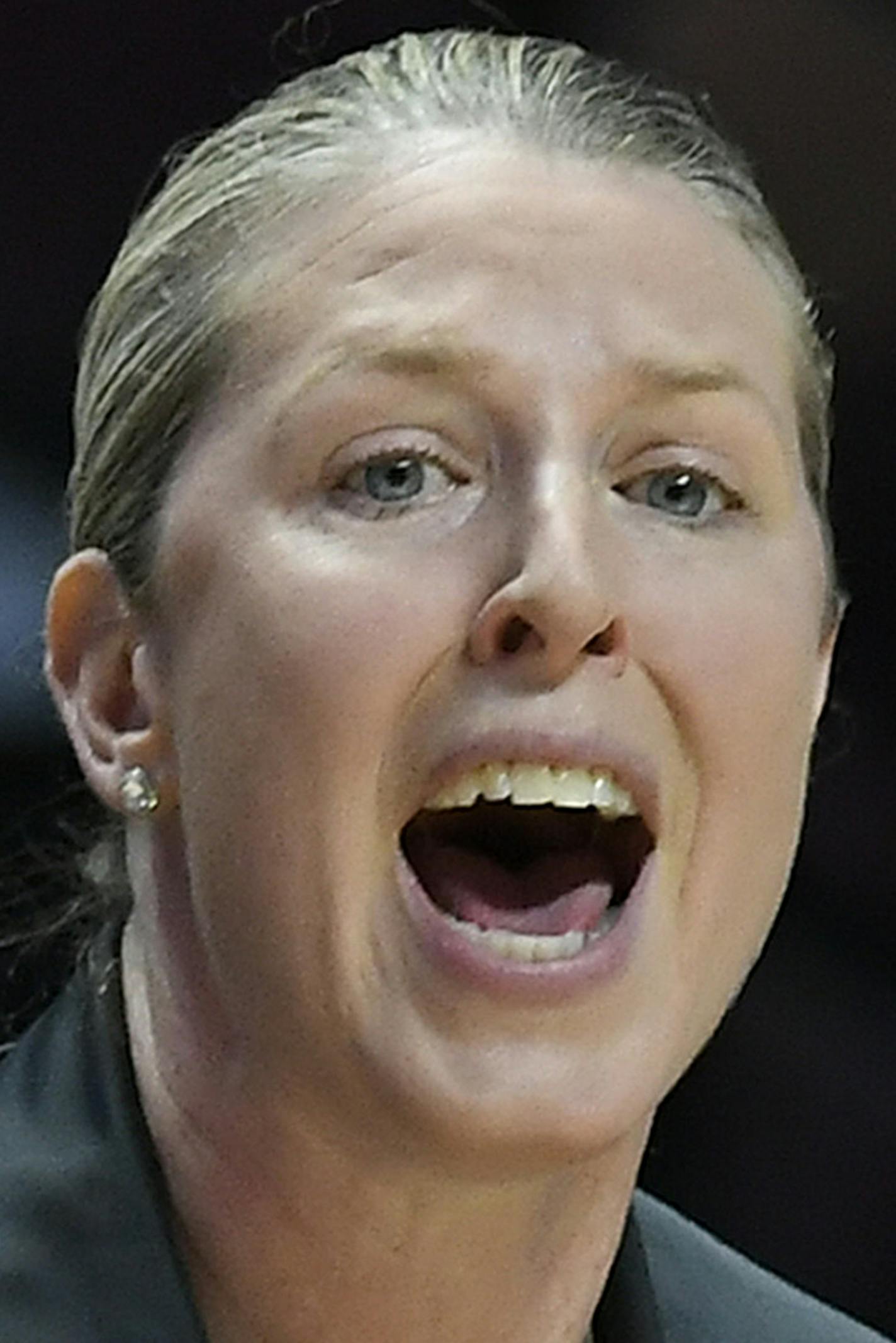 New York Liberty head coach Katie Smith during a preseason WNBA basketball game, Wednesday, May 8, 2018, in Uncasville, Conn. (AP Photo/Jessica Hill) ORG XMIT: CTJH10