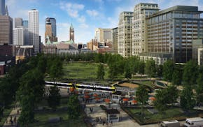 architects rendering of 'Downtown East' - development on Star Tribune site, next to new Vikings stadium ORG XMIT: MIN1405131106038611