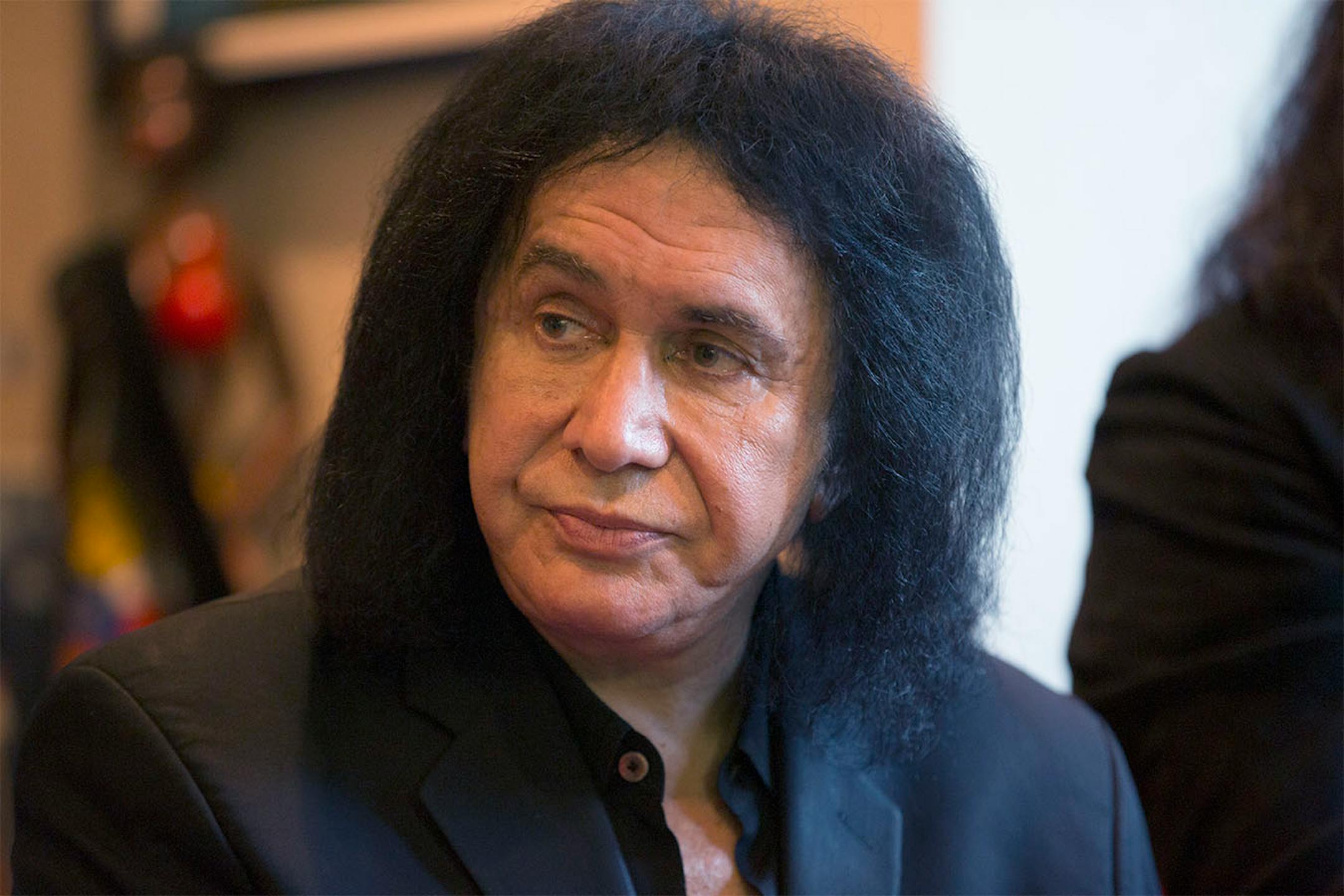 Kiss' Gene Simmons during an interview before a charity concert at the home of local philanthropist Martha "Muffy" MacMillan on Tuesday, August 2, 2016, in Long Lake, Minn.
