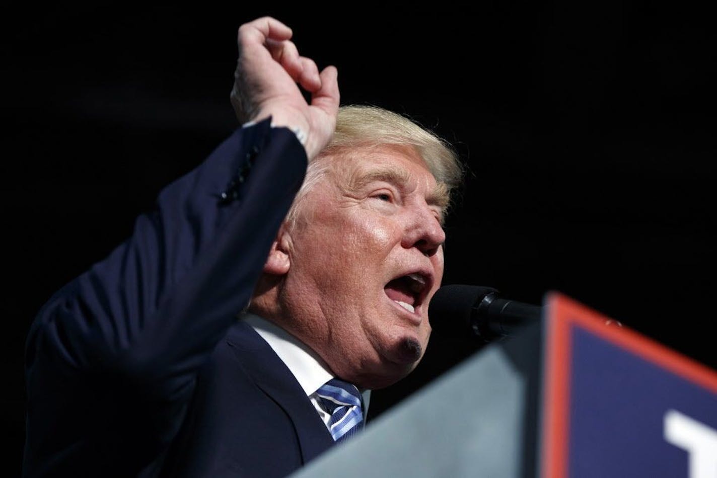 FILE - In this Oct. 14, 2016 file photo, Republican presidential candidate Donald Trump speaks during a campaign rally in Charlotte, N.C. Hillary Clinton has a tight grip on the Electoral College majority need to be elected president of the U.S., and may very well be on her way to a big victory, and that's how some Republicans see it.