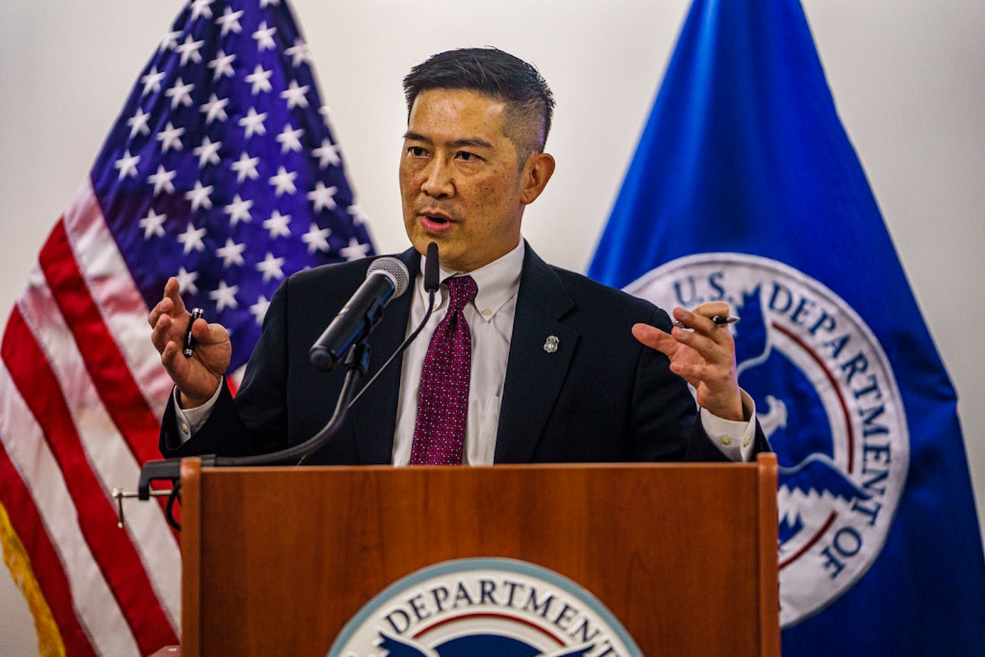 Tony Pham, acting director of U.S. Immigration and Customs Enforcement, took aim at local jurisdictions that don't cooperate with immigration officials in announcing Wednesday the arrests of more than 100 people.