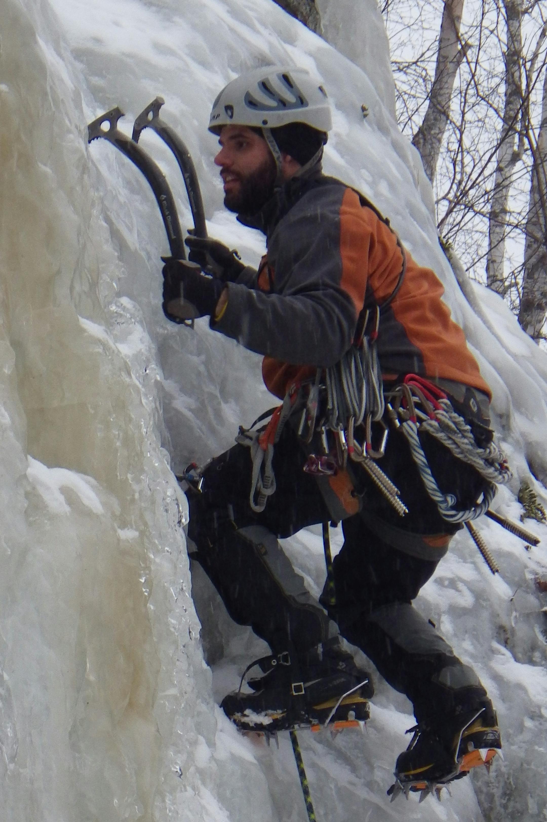 Jeff Alley goes ice climbing in Sandstone, MN,