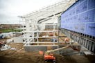 The under-construction indoor football field in the new Athletics Village. ] AARON LAVINSKY &#xef; aaron.lavinsky@startribune.com The University of Mi