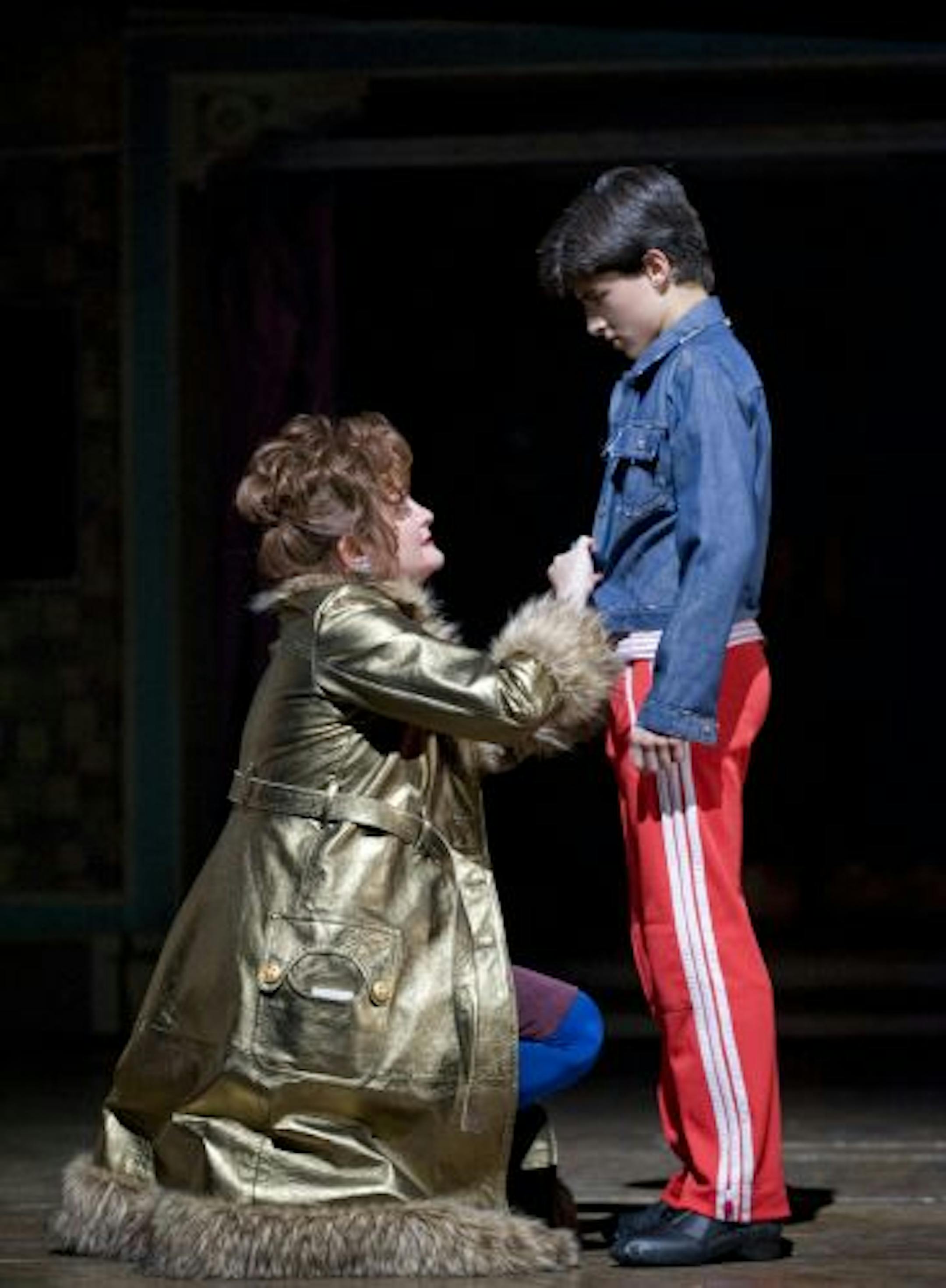 Faith Prince as Mrs. Wilkinson and Giuseppe Bausilio as Billy in "Billy Elliot, the Musical."