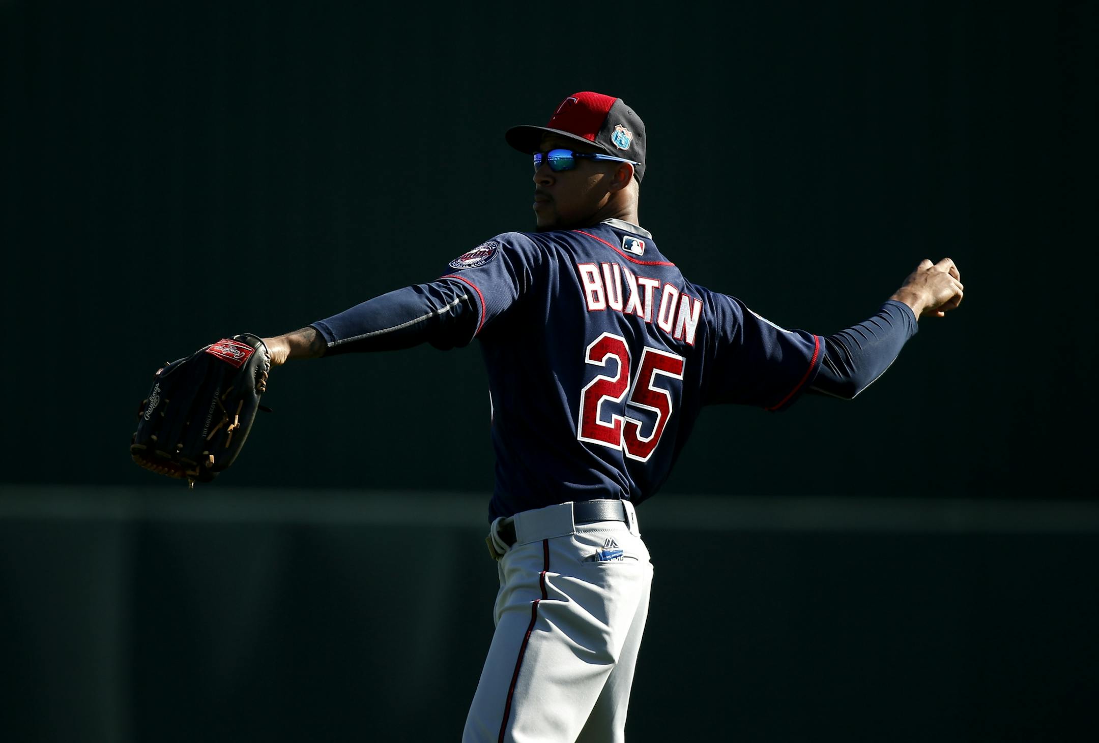 Minnesota Twins outfielder Byron Buxton during practice on Sunday.