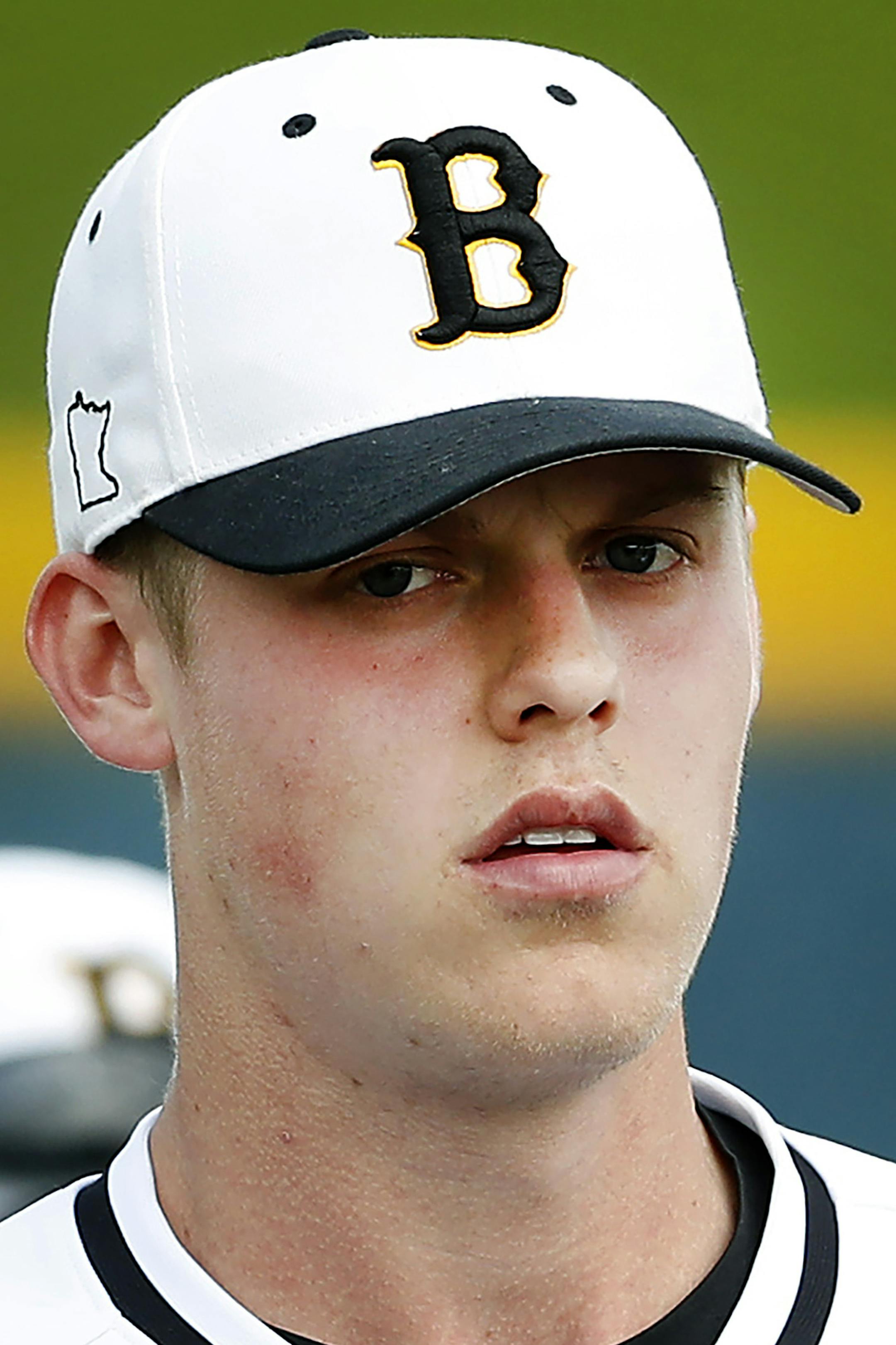 Burnsville pitcher Sam Carlson is a top MLB draft prospect. ] CARLOS GONZALEZ ï cgonzalez@startribune.com - May 8, 2017, Rosemount, MN, New pitch-count rules are having a noticeable effect on prep baseball, Burnsville pitcher Sam Carlson, a top MLB draft prospect, is pitching for his team in a game against Rosemount.