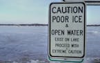 An ice warning on Forest Lake in 2003.