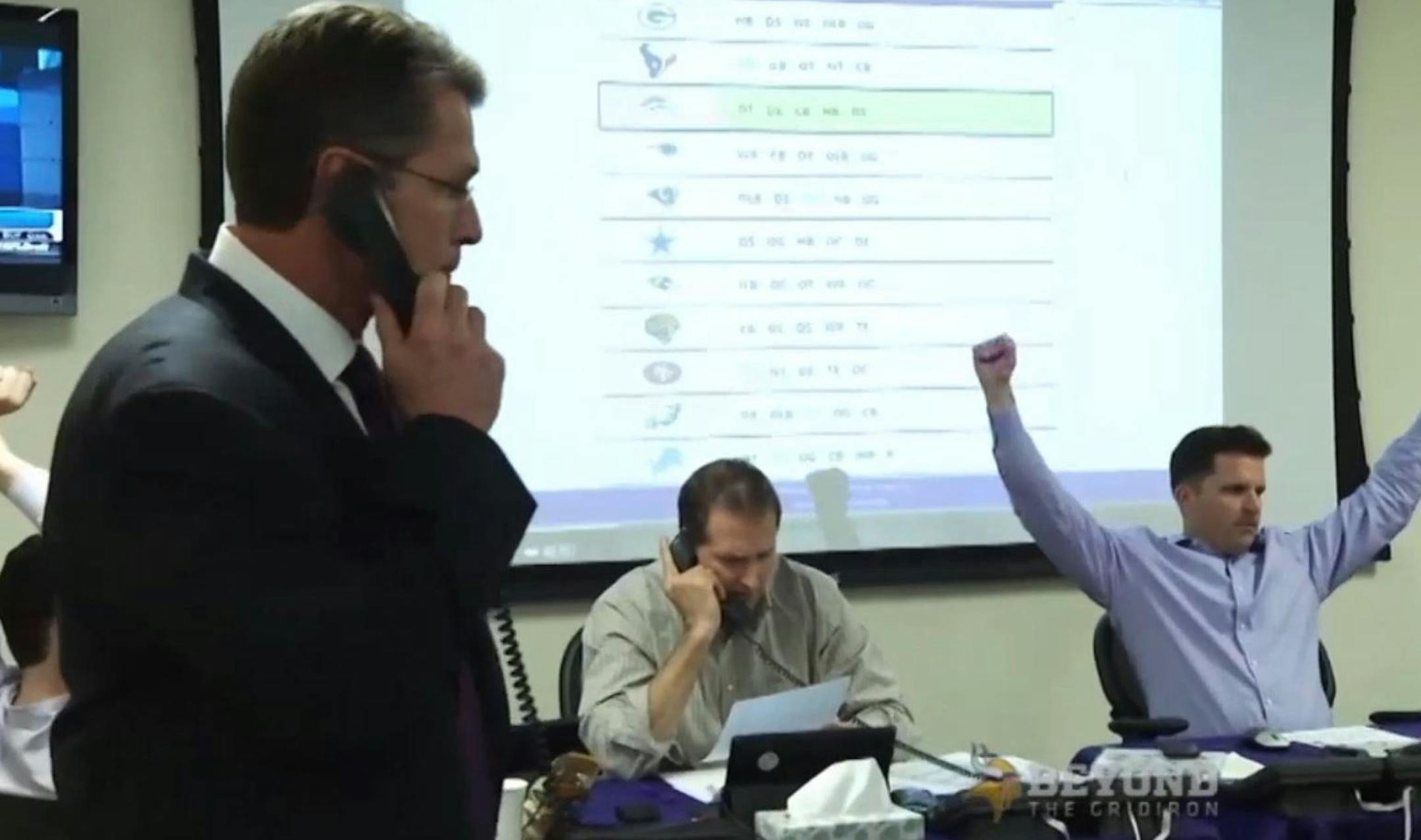 Rick Spielman and the top executives who make up the Vikingsí draft war room downplay the perceived draft-day war room chaos that launched a Hollywood script. Most of the work is done in the months of preparation that goes into constructing an NFL teamís draft board.