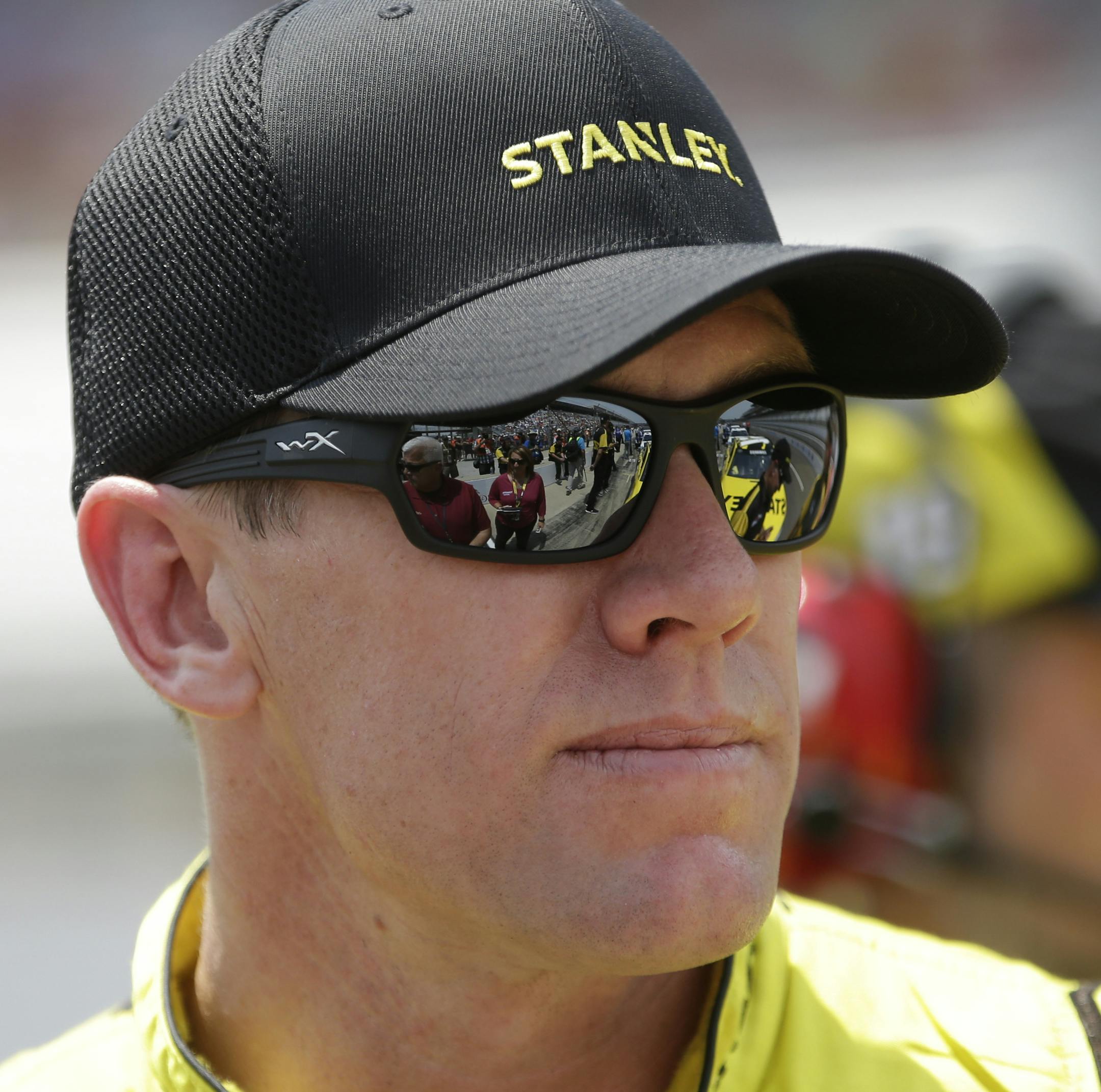 Sprint Cup Series driver Carl Edwards (19) during qualifying for the NASCAR Brickyard 400 auto race at Indianapolis Motor Speedway in Indianapolis, Saturday, July 25, 2015. (AP Photo/AJ Mast)