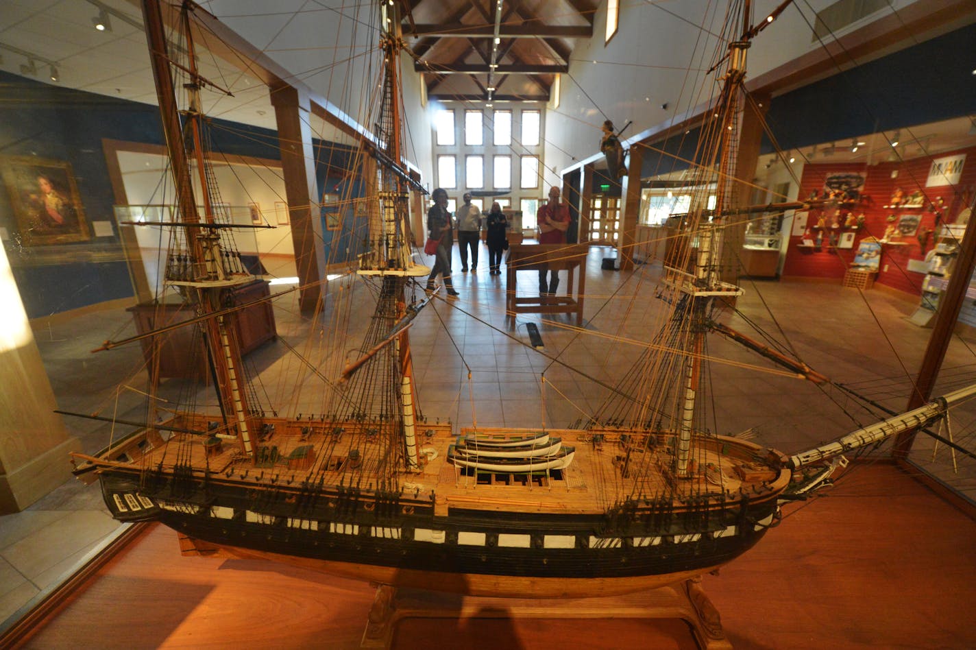 A replica of the USS Constitution in the lobby of the Minnesota Marine Art Museum in Winona.