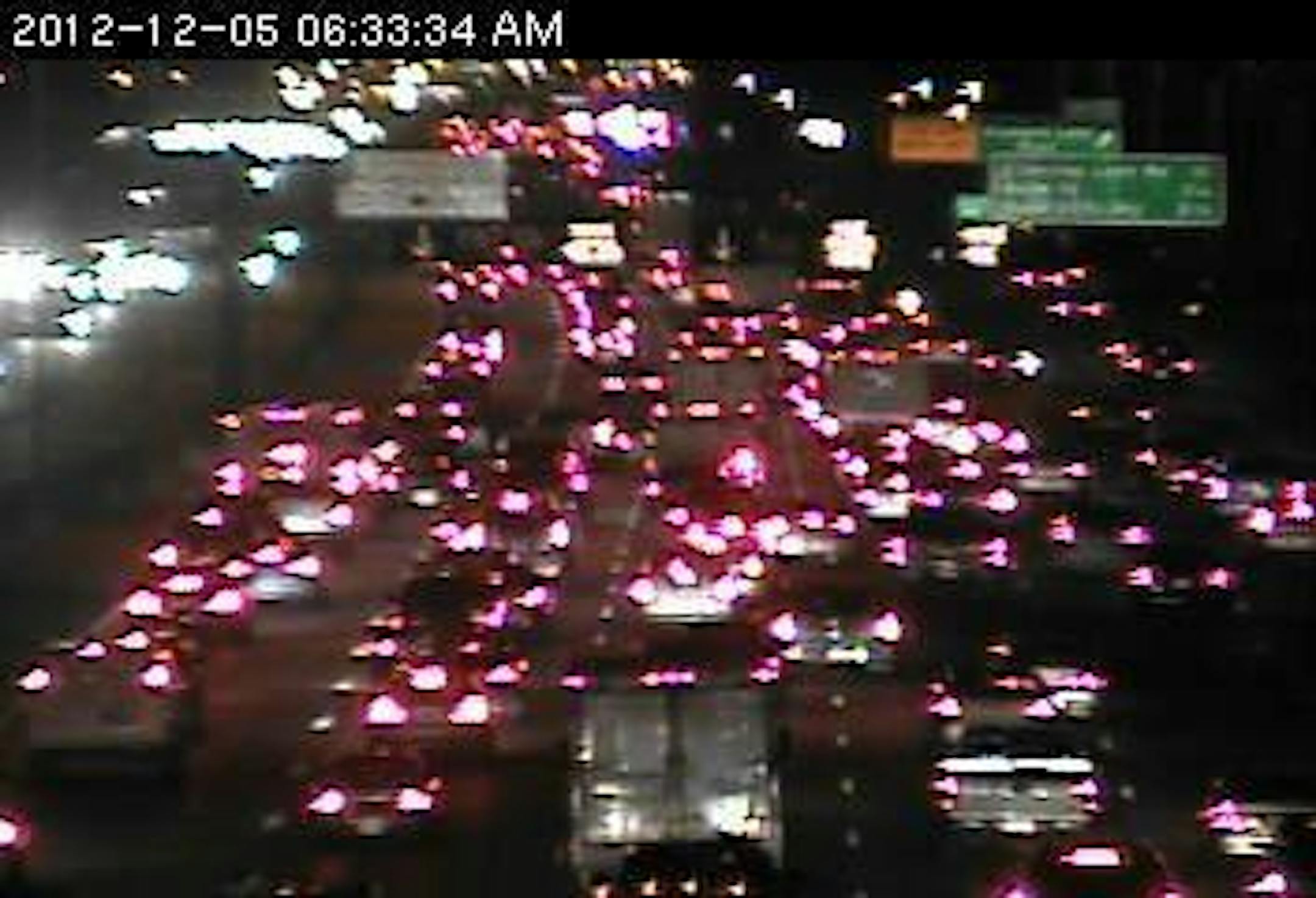 Traffic in the 35W/Crosstown Commons. A crash at 50th St is causing the traffic jam