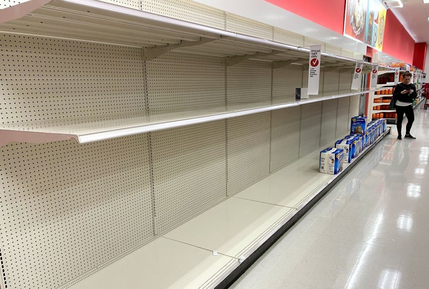 This was all that was left of toilet paper at the Target store in St. Louis Park Saturday, March 7, 2020. The shelves for hand sanitizer were completely empty at the same store. Minnesota's first coronavirus patient was announced on March 6 by the Minnesota Department of Health, who had tested them for COVID-19.