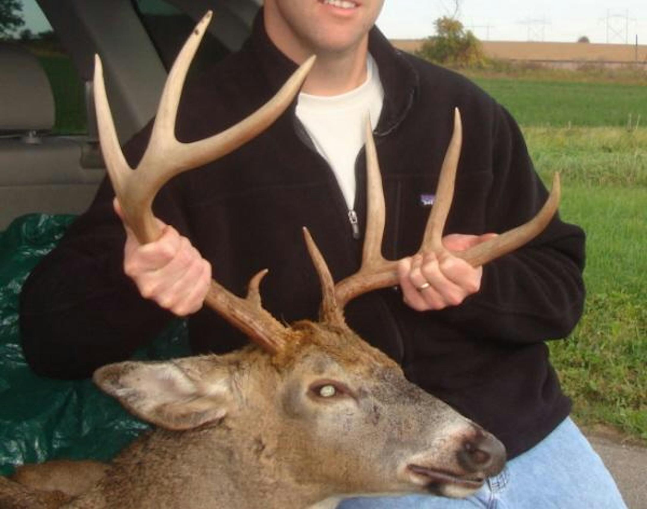 The eight point buck arrowed by the author.
