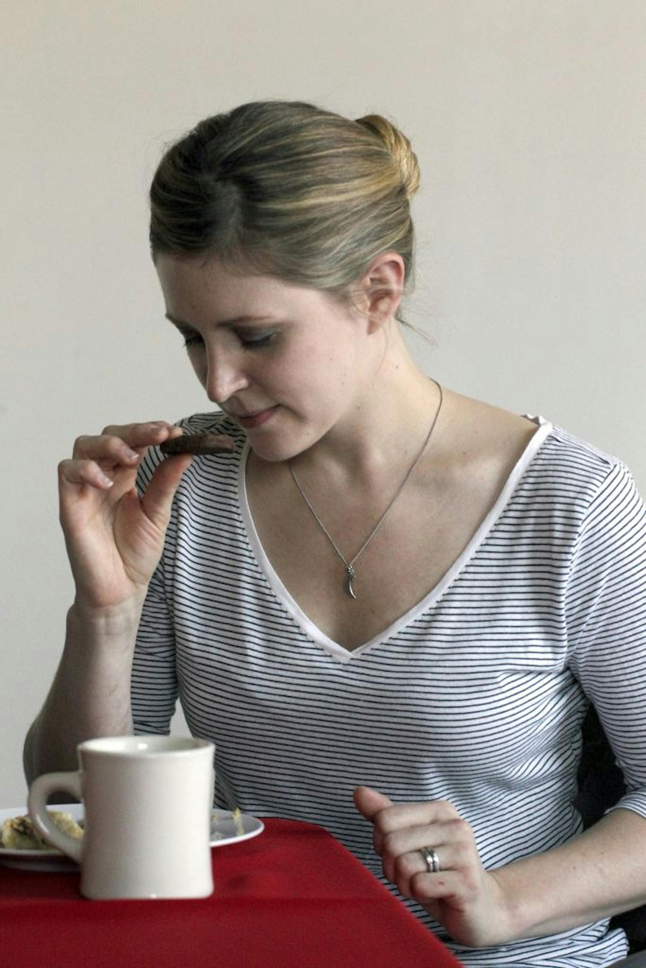 Stephanie Schwandt of D'Amico Kitchen. __ 10th annual cookie contest for the Star Tribune Taste section…For the 10th anniversary of the holiday cookie contest, we have 4 pastry chefs who will evaluate the 10 first place winners from the past and choose the best-of-the-best cookies [ TOM WALLACE • TOM.WALLACE@startribune.com _ Assignments #20026321A_ Monday 11/19/2012_ SLUG: pastry1129 _ EXTRA : The chef are: Steve Horton of Rustica, Adrienne Odom of Parasole, Diane Yang of La Belle Vie and Steph