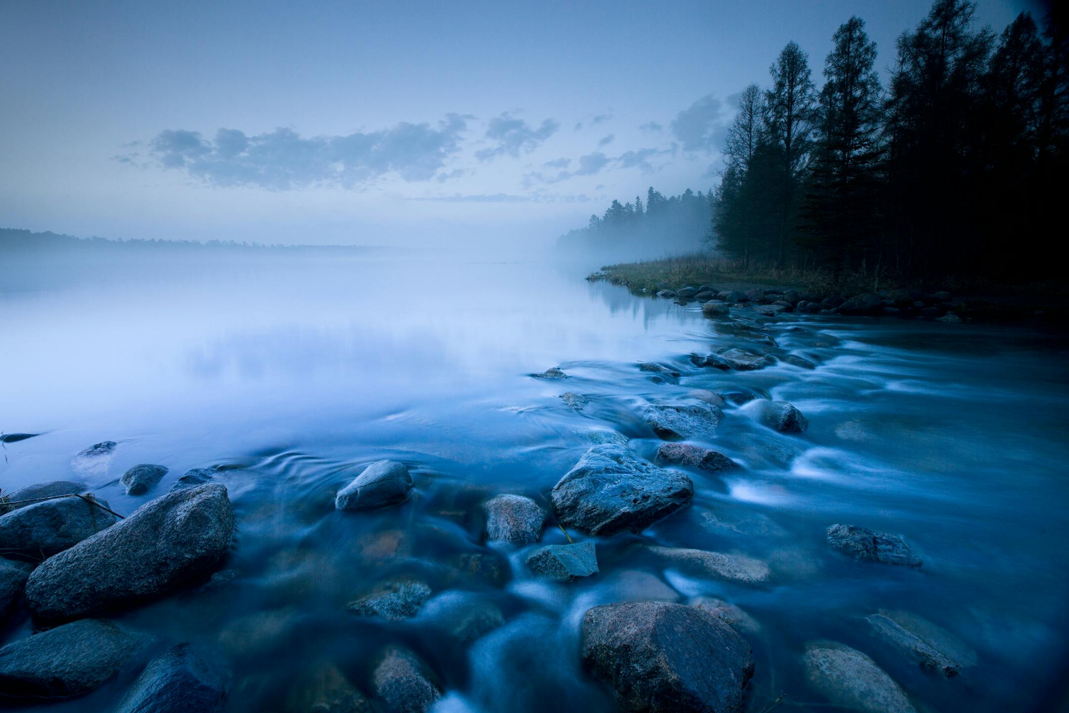 As dawn breaks in Itasca State Park, blue light bathes the Mississippi River headwaters as it begins it's journey to the Gulf of Mexico.] BRIAN PETERSON • brian.peterson@startribune.com Itasca State Park, MN 08/18/14 ORG XMIT: MIN1408181218517257