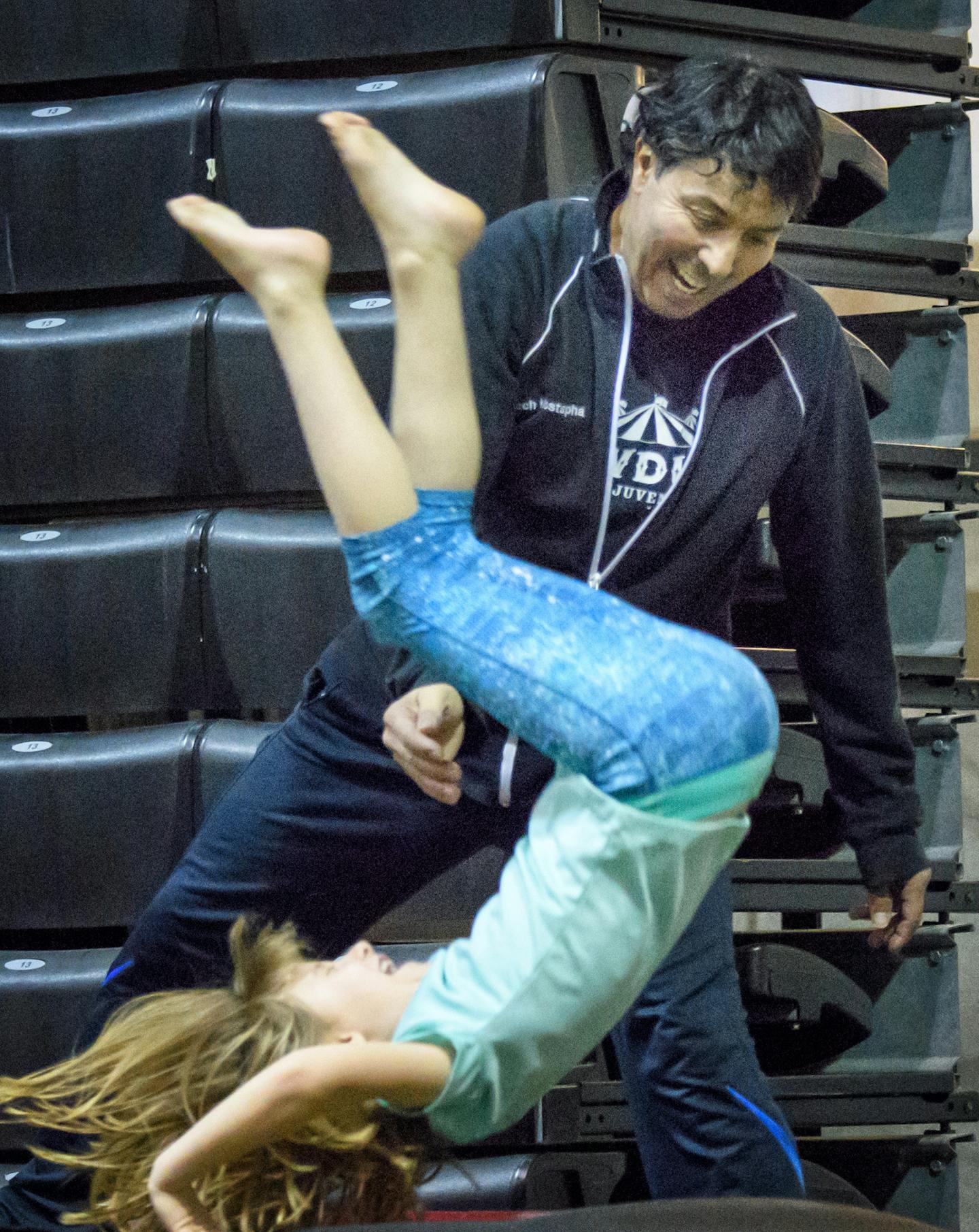 Mostapha Hassouni, veteran of the Ringling Bros. and Barnum & Bailey circus now teaches at Circus Juventas in St. Paul. ] GLEN STUBBE * gstubbe@startribune.com Thursday January 19, 2017 Tamir Bayarsaihan, Chimgee Haltarhuu, Zina Avgoustova and Mostapha Hassouni are veterans of the Ringling Bros. and Barnum & Bailey circus now teach at Circus Juventas in St. Paul.