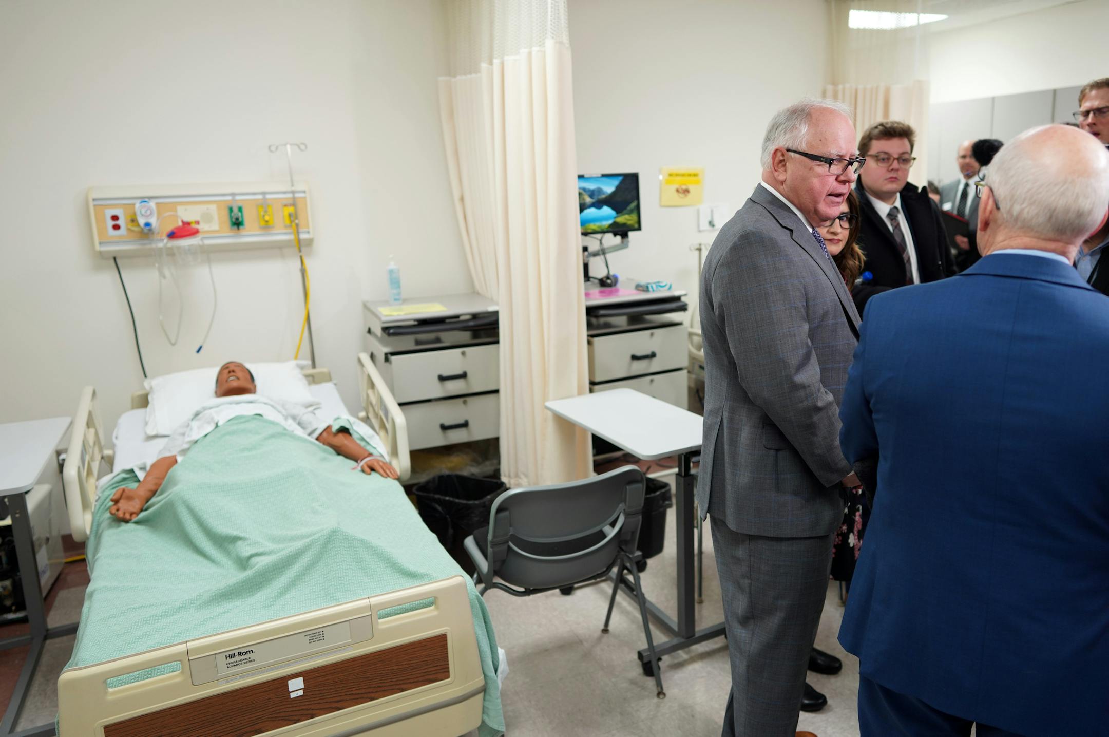 In a small nursing lab at Anoka-Ramsey Community College, the governor made his pitch for borrowing big to cover the needs of the state's universities and colleges. It was the third stage of his public works proposal rollout, Gov. Tim Walz presented his plan to improve higher education infrastructure across the state. ]
brian.peterson@startribune.com
Anoka, MN
Monday, January 13, 2020
