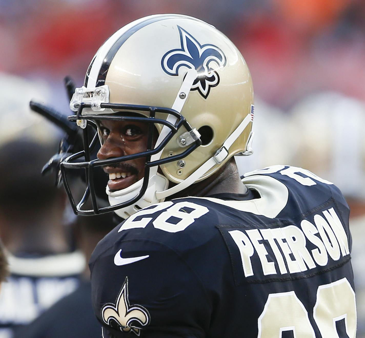 New Orleans Saints running back Adrian Peterson seen on Aug. 10. Minneapolis-based Crown Bank has filed a lawsuit against Peterson seeking $602,726 over a 2016 loan.