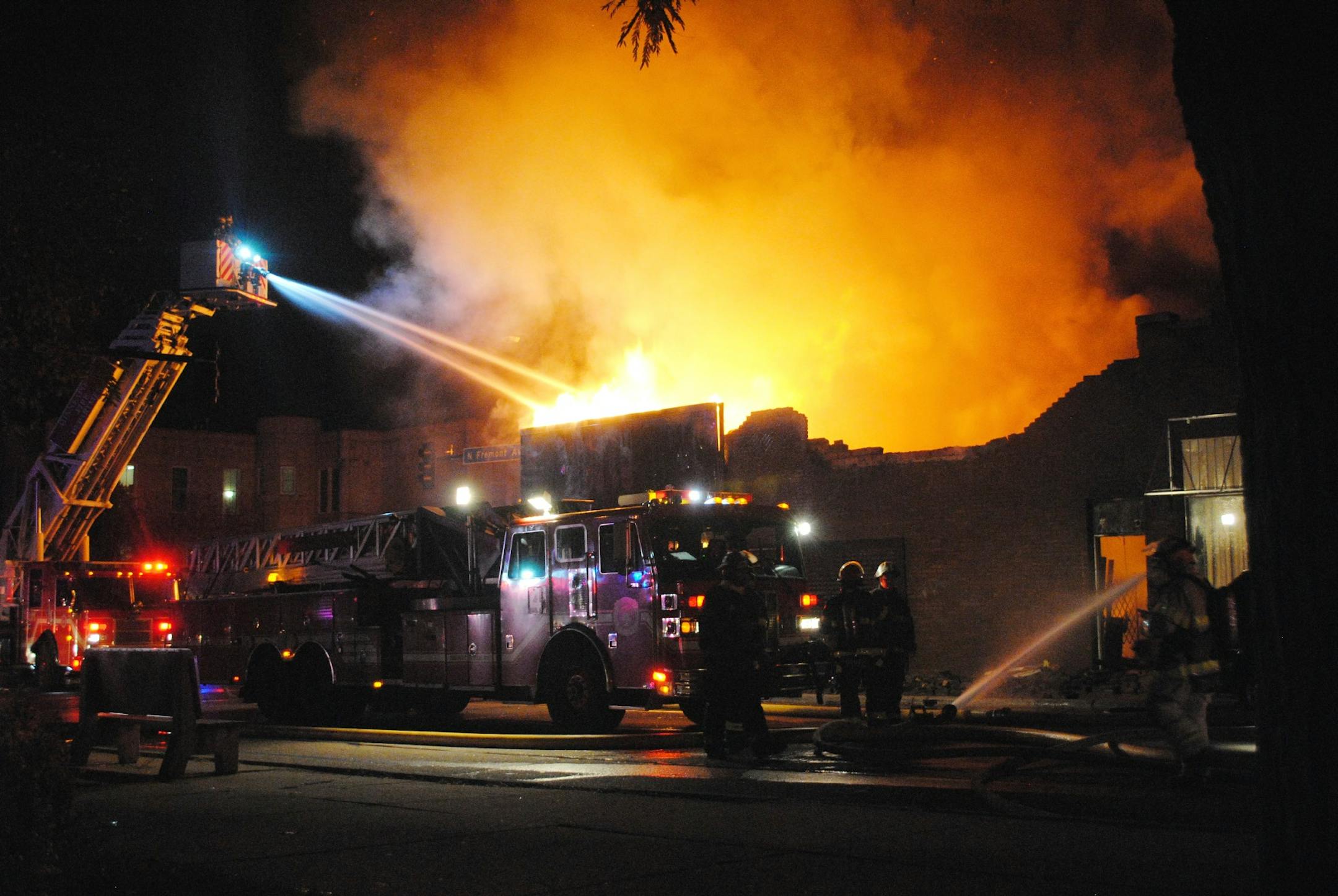 Firefighters battle blaze Saturday night in north Minneapolis.