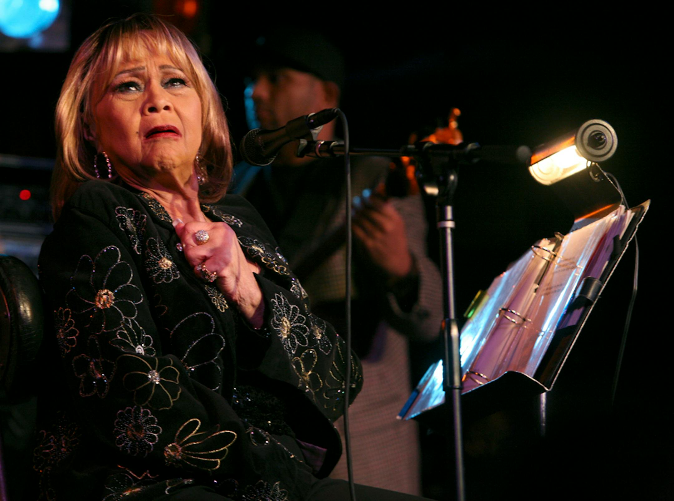 FILE-- Etta James, the seminal rhythm and blues singer, performed at the B. B. King Blues Club & Grill in New York, May 10, 2009.