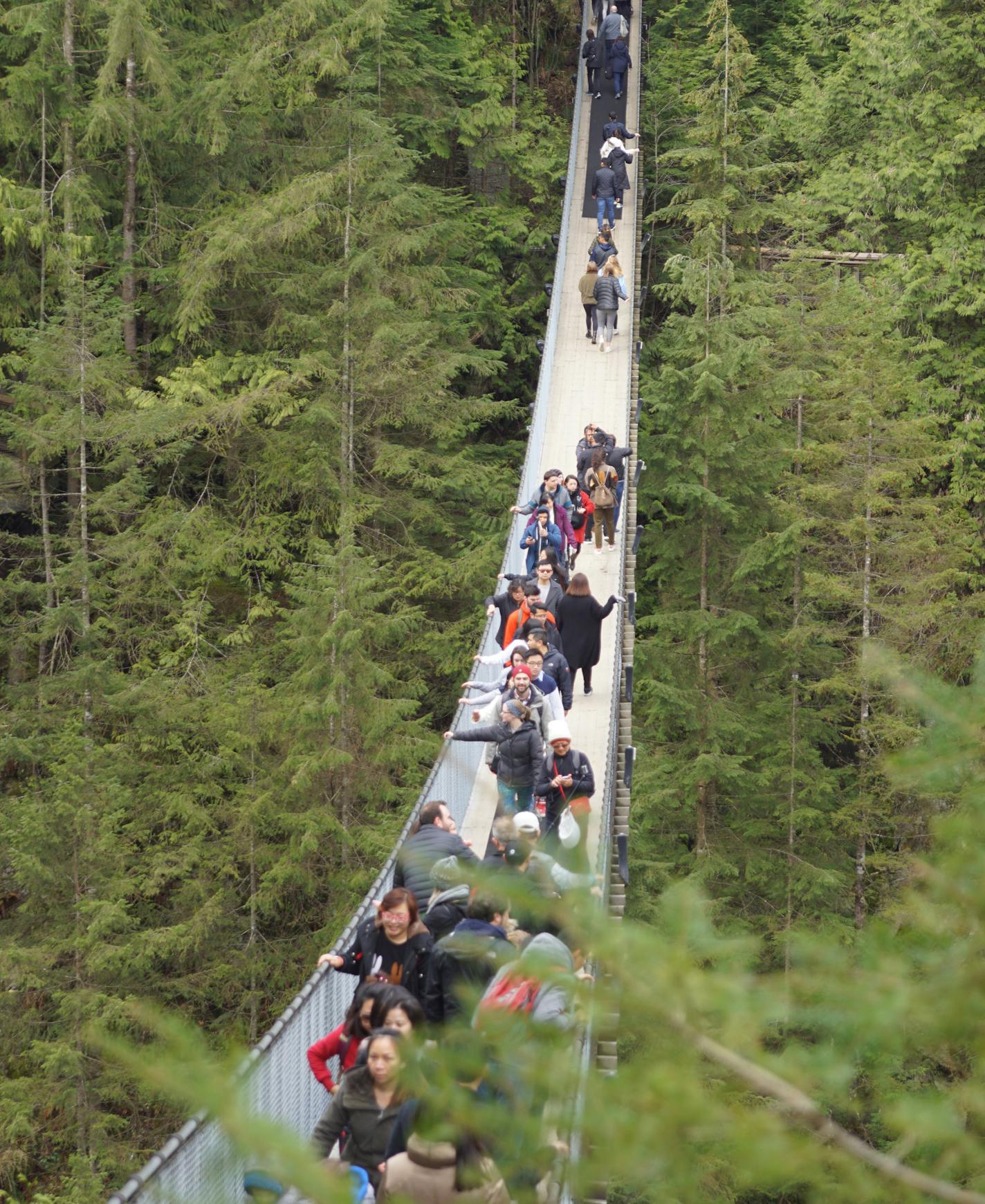 Crossing the 450-foot Capilano Suspension Bridge can rack the nerves.