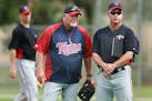 Ron Gardenhire, left, and former Twins pitching coach Rick Anderson watched some of the pitchers during infield drills during spring training in 2012.