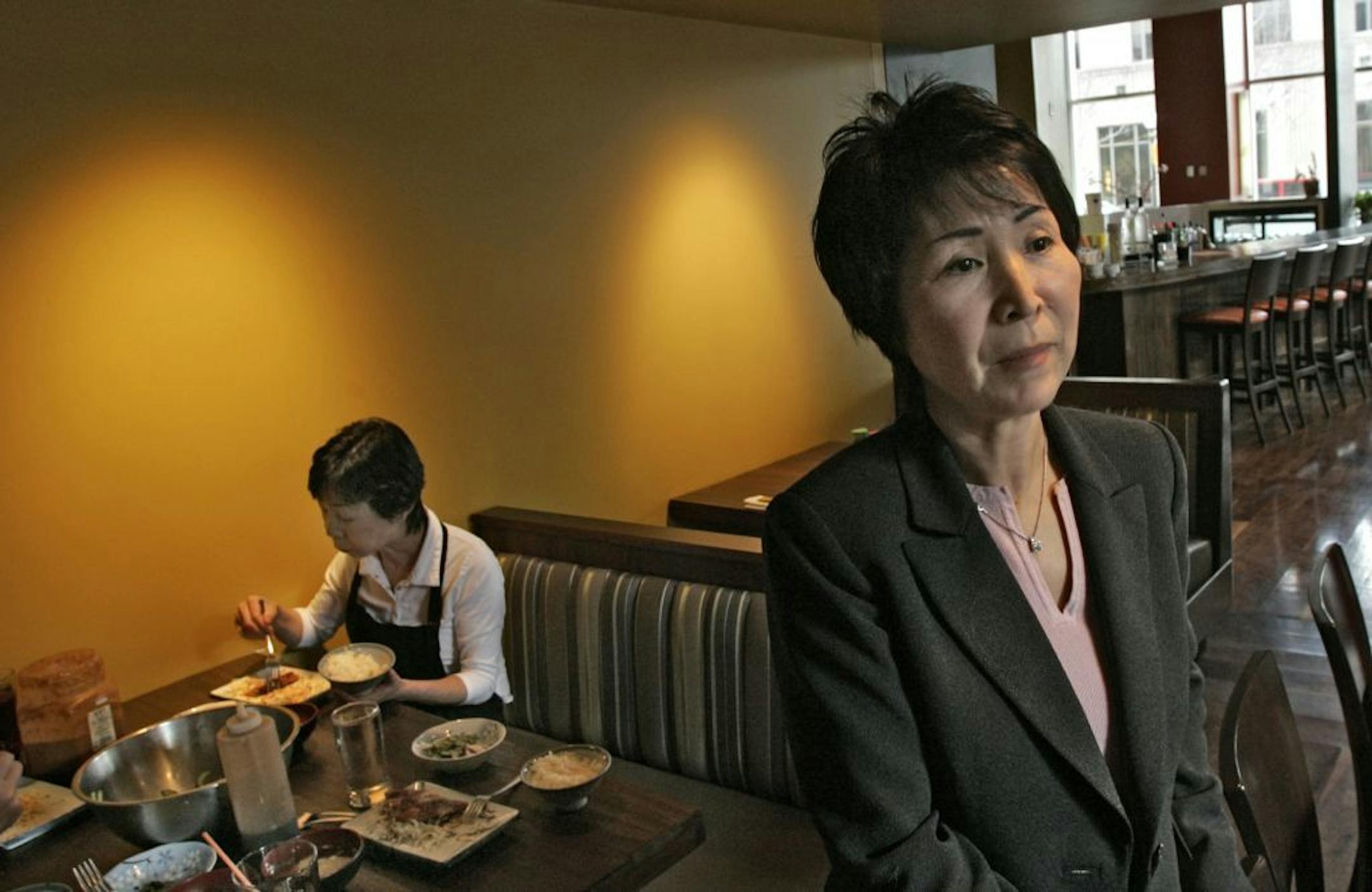 Jim Gehrz/Minneapolis Star Tribune St. Paul/February 16, 2005/3:00 PM Miyoko Omori, president of Sakura, a restaurant in the heart of downtown St. Paul, discusses the possible effects of the NHL strike on her business.