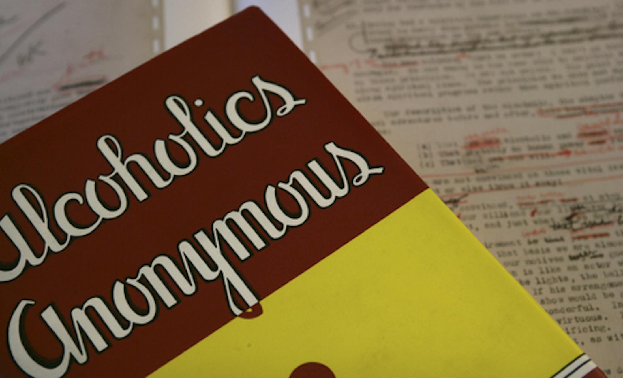 joel koyama&#xa5;jkoyama@startribune.com bigbook 20014277a :] On the left is a copy of the original book "Alcoholics Anonymous", and a copy of the original manuscript that Fred Holmquist used for his research. Hazelden is publishing "The Book That Started It All," the original manuscript of "Alcoholics Anonymous." Known as the Big Book, it's considered the Bible of the A.A. world. Fred Holmquist, who runs the Lodge program in Hazelden's Dan Anderson Renewal Center, is Hazelden's historian.