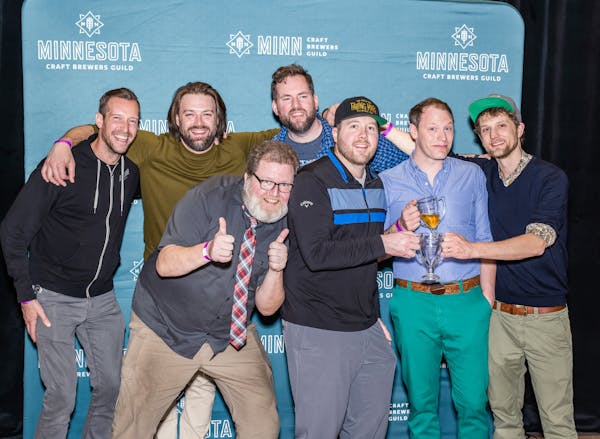 The crew from Falling Knife Brewing Co. took best in show for its Tomm's American lager at the 2023 Minnesota Brewers Cup. Provided