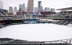 Target Field remained covered with snow in January. With concerns about the spread of the COVID-19 virus delaying or suspending sports seasons, the Tw