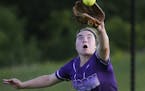 In a 6AAA fast pitch tournament game between Buffalo and Hopkins at Miller Park in Eden Prairie, Sarah Hudson(8) makes a running catch in the 9th inni